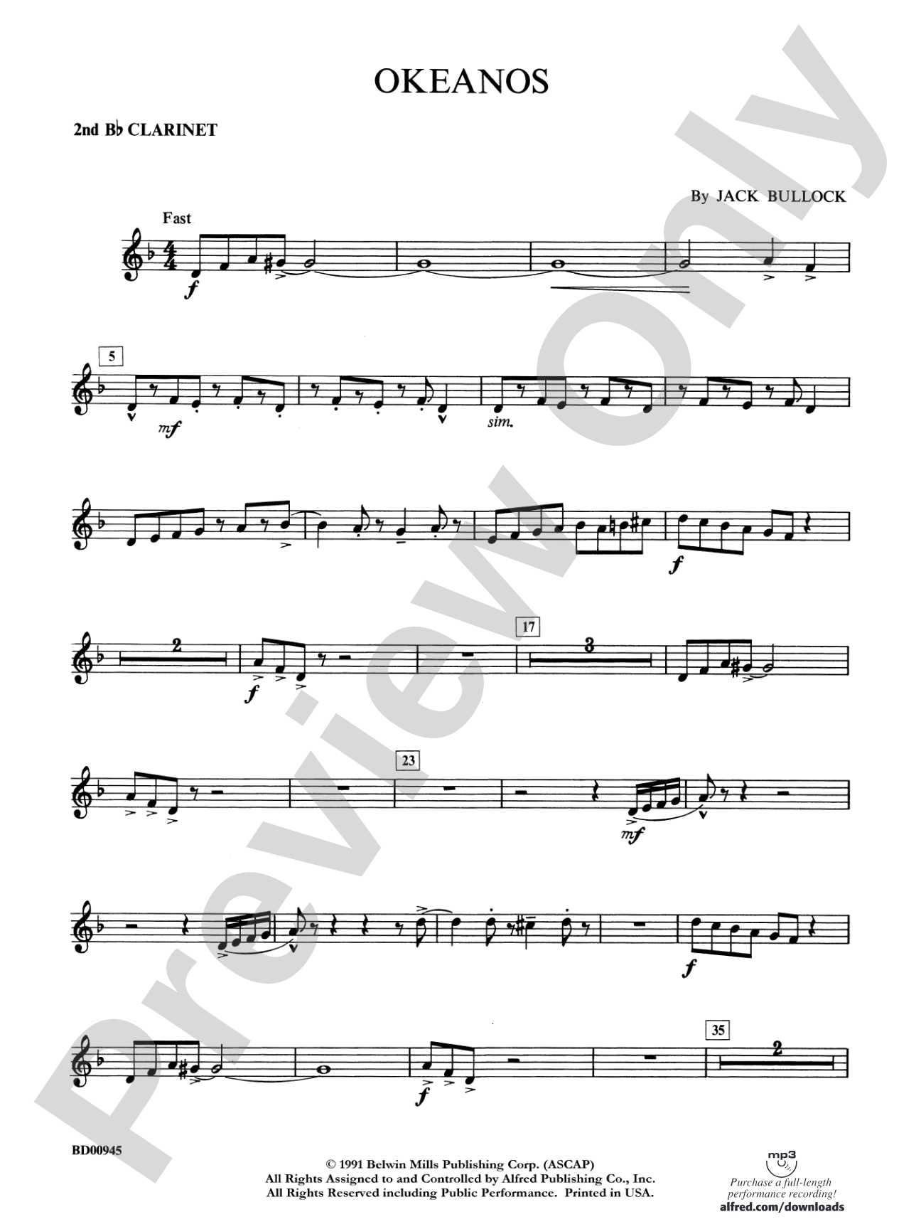 Okeanos: 2nd B-flat Clarinet