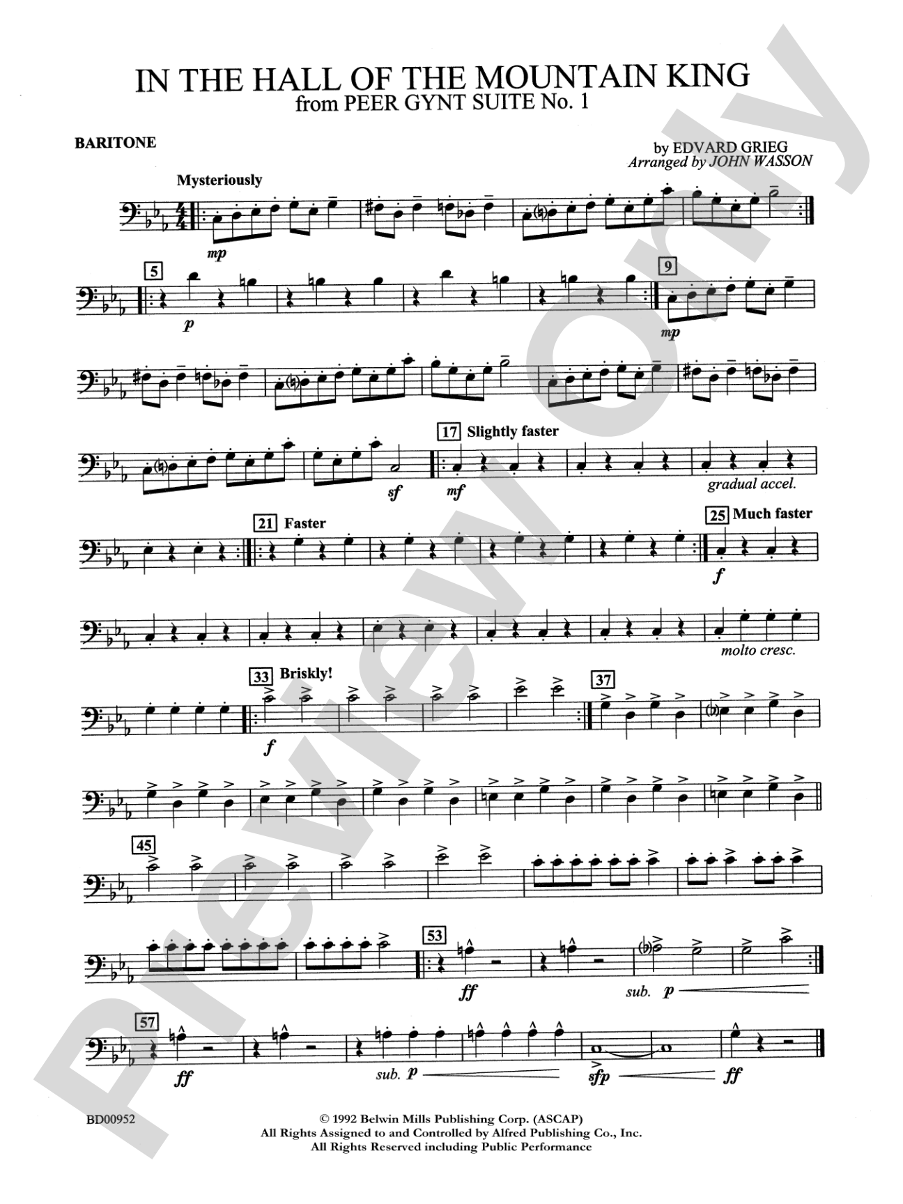 In the Hall of the Mountain King (from Peer Gynt Suite No. 1): Baritone B.C.