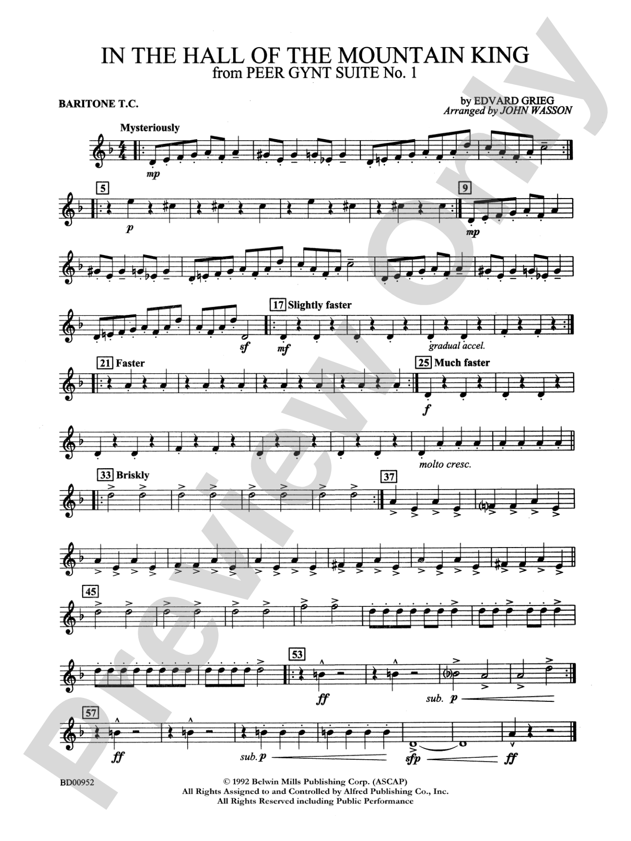 In the Hall of the Mountain King (from Peer Gynt Suite No. 1): Baritone T.C.