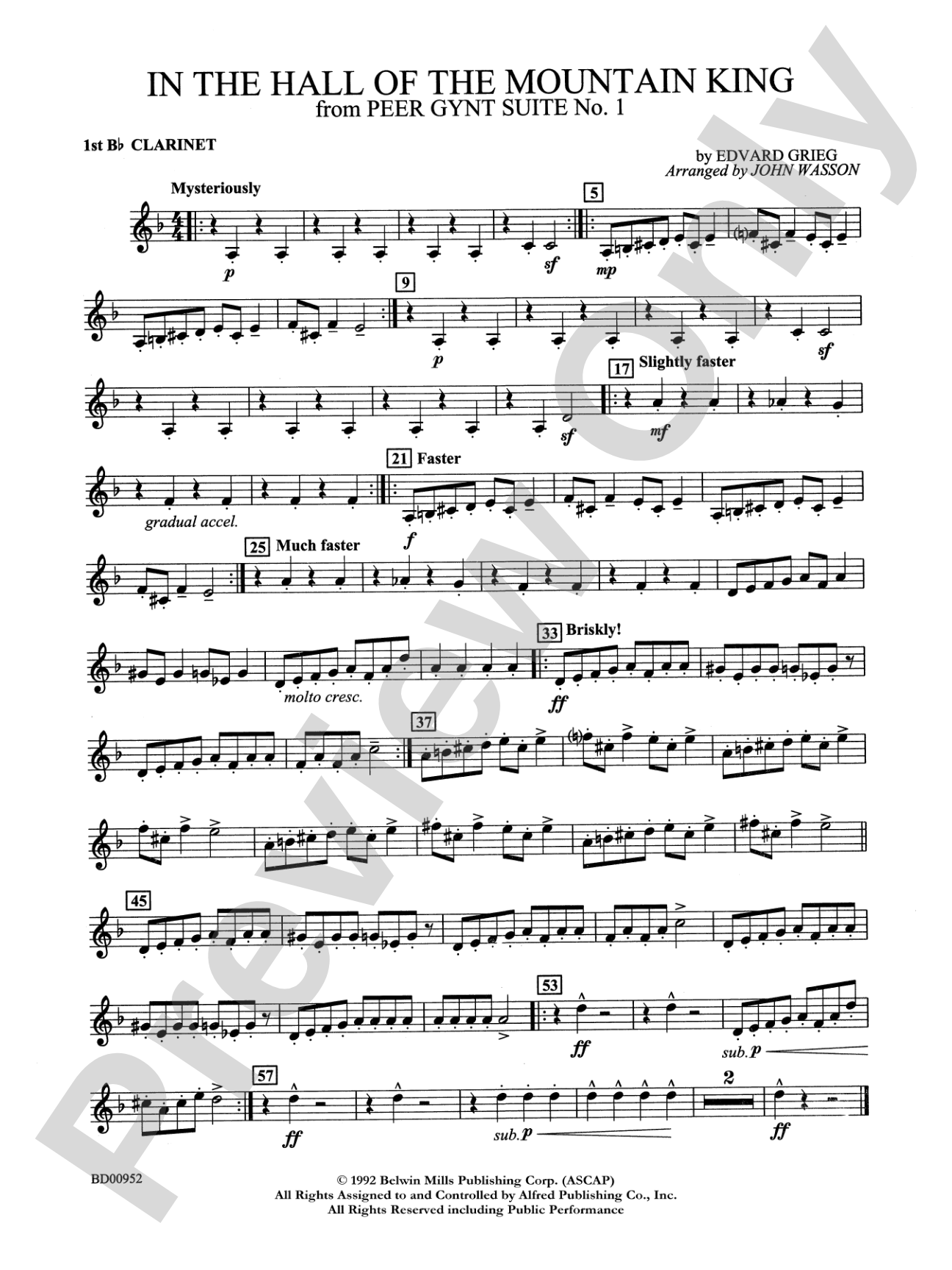 In the Hall of the Mountain King (from Peer Gynt Suite No. 1): 1st B-flat Clarinet