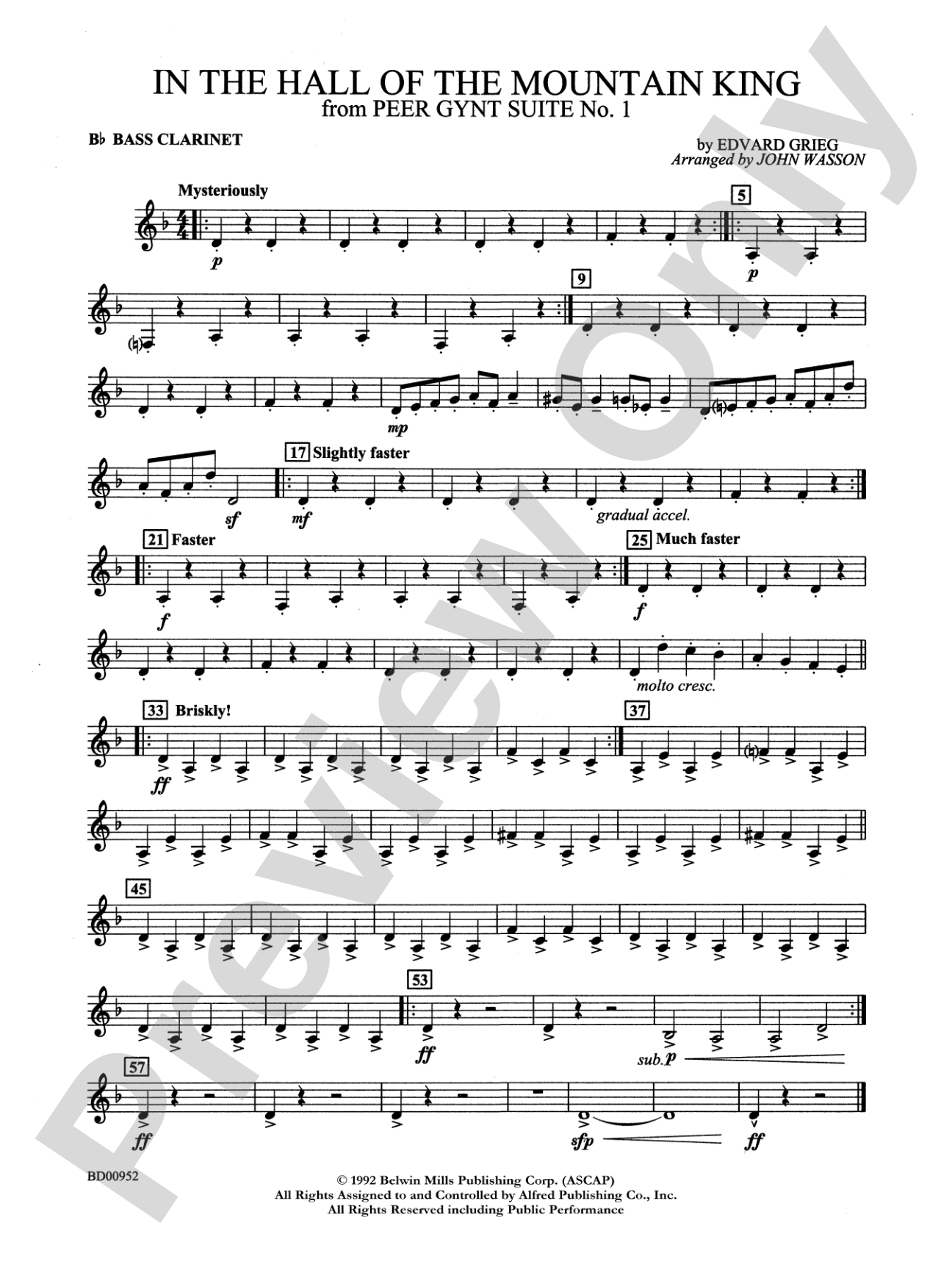 In the Hall of the Mountain King (from Peer Gynt Suite No. 1): B-flat Bass Clarinet