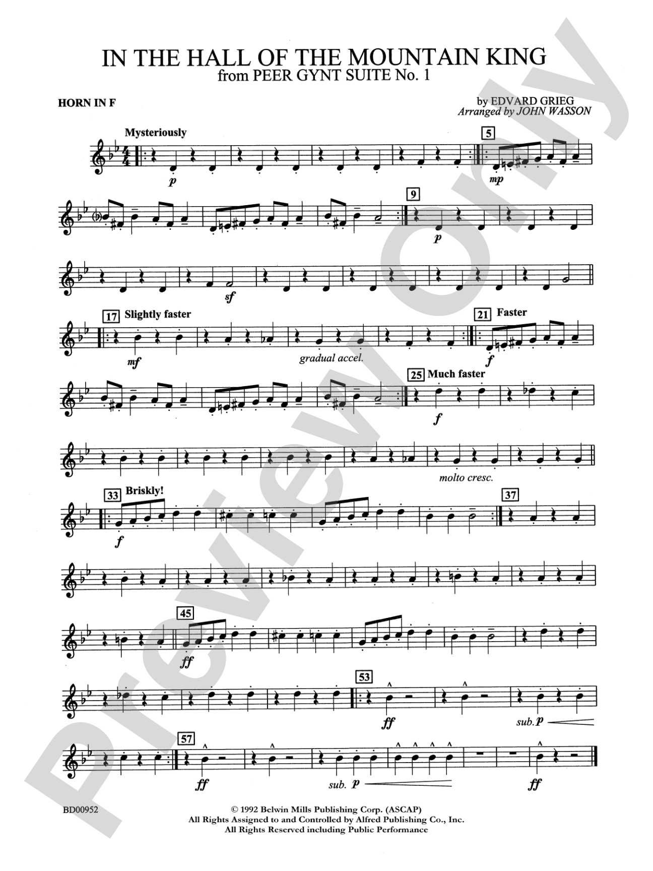 In the Hall of the Mountain King (from Peer Gynt Suite No. 1): 1st F Horn