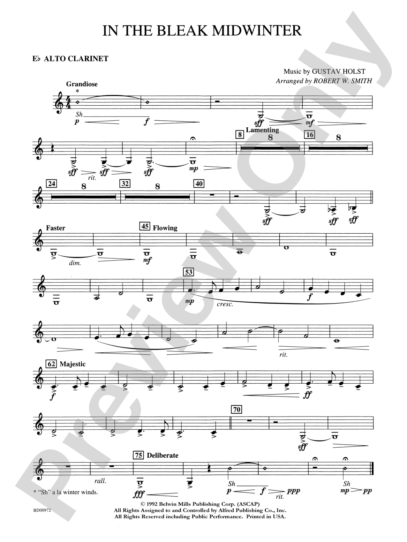 In the Bleak Midwinter: E-flat Alto Clarinet