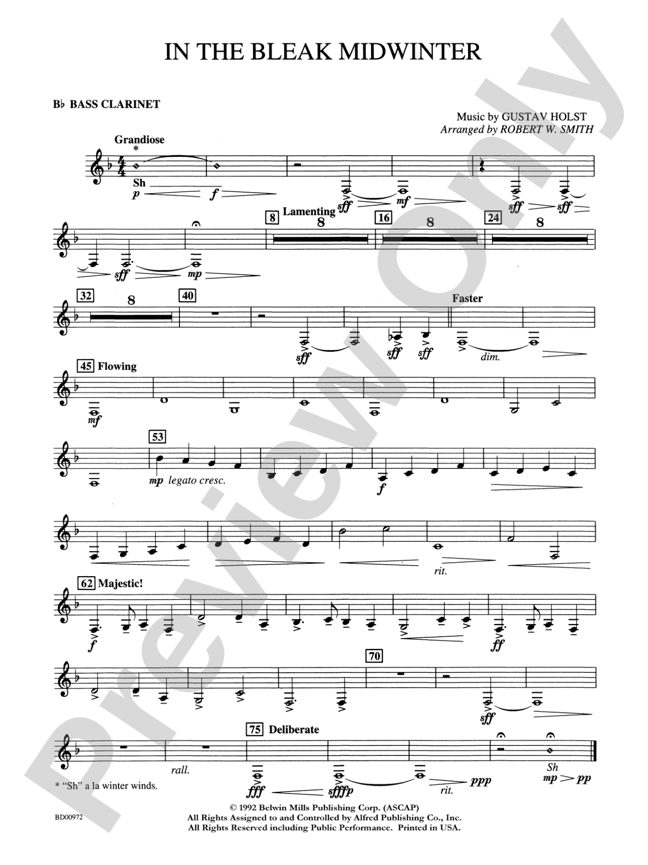 In the Bleak Midwinter: B-flat Bass Clarinet