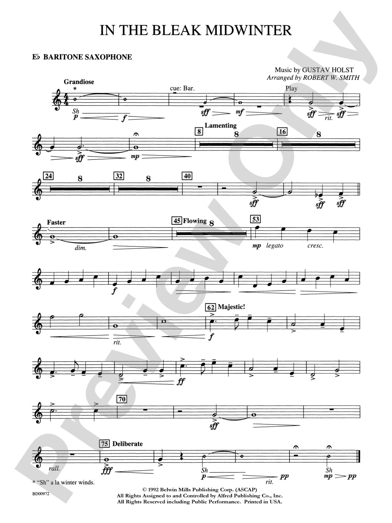 In the Bleak Midwinter: E-flat Baritone Saxophone