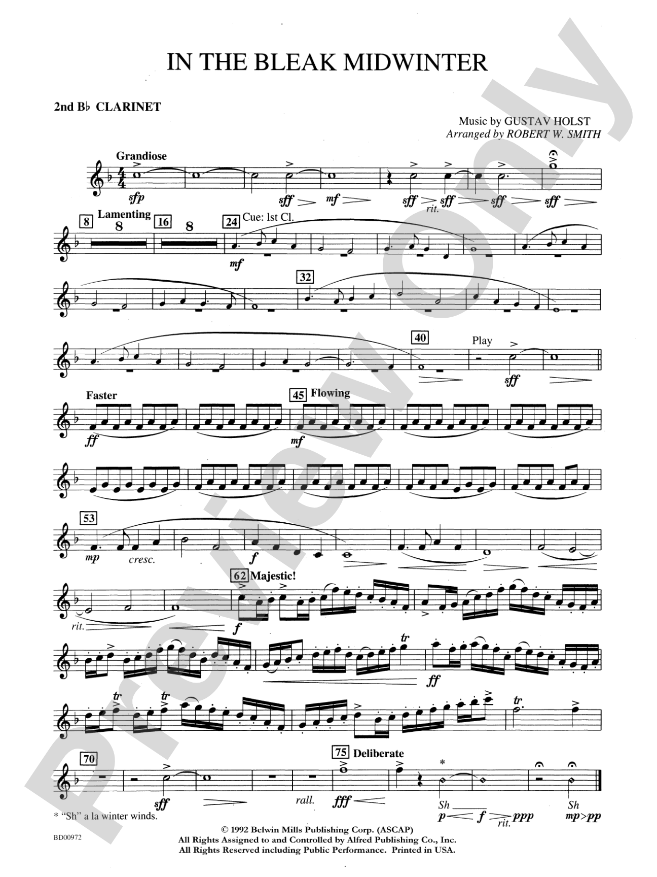In the Bleak Midwinter: 2nd B-flat Clarinet