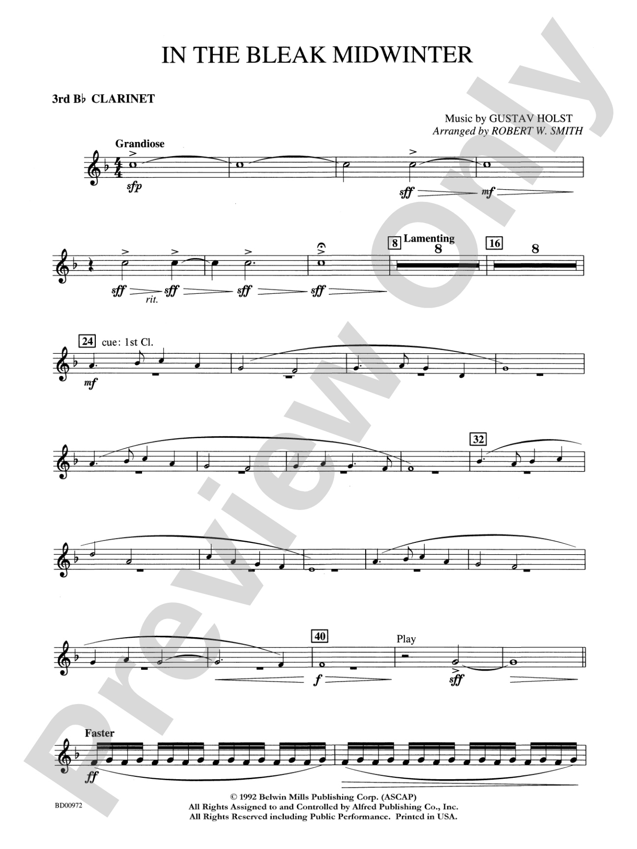 In the Bleak Midwinter: 3rd B-flat Clarinet