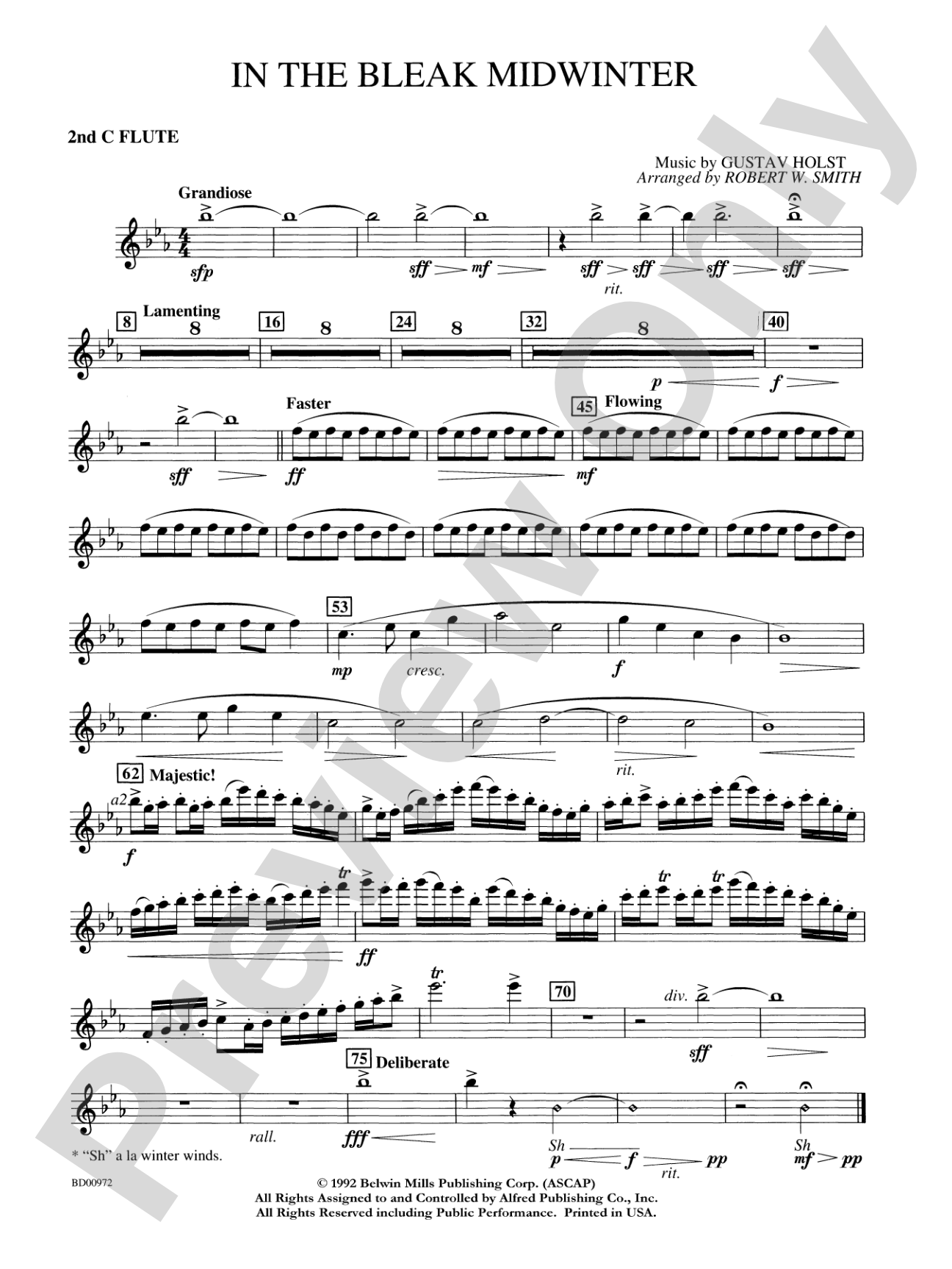 In the Bleak Midwinter: 2nd Flute