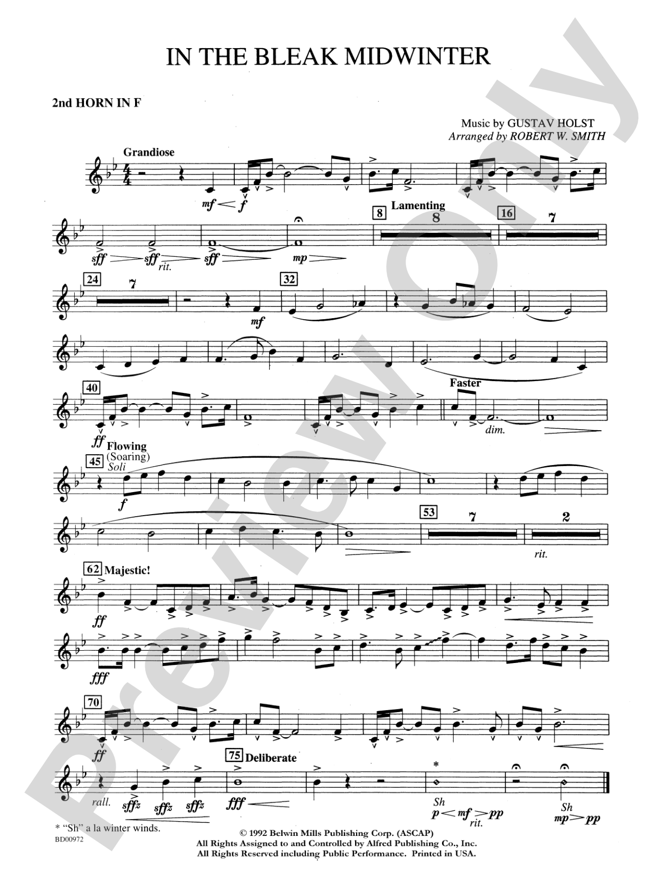 In the Bleak Midwinter: 2nd F Horn