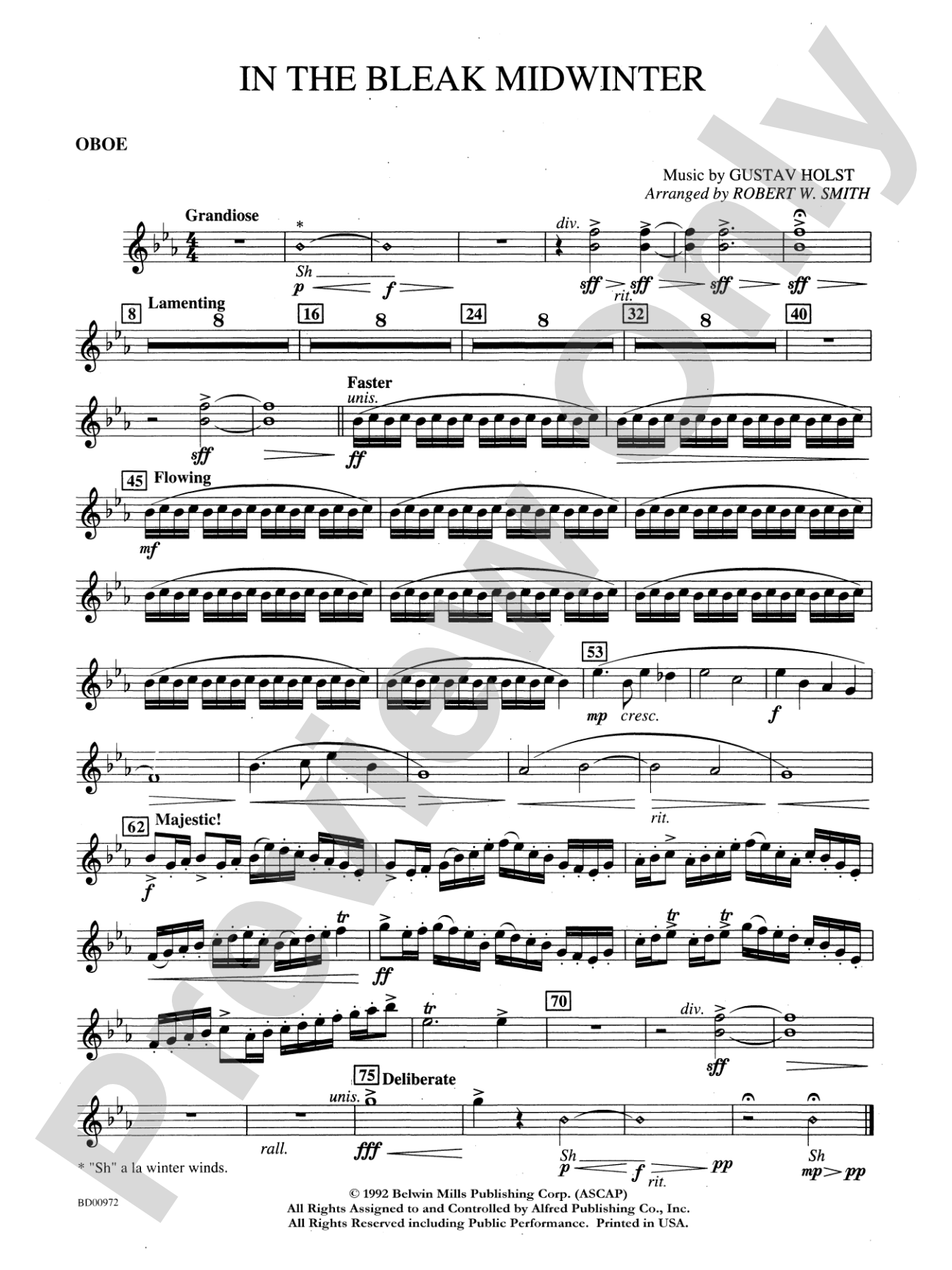 In the Bleak Midwinter: Oboe