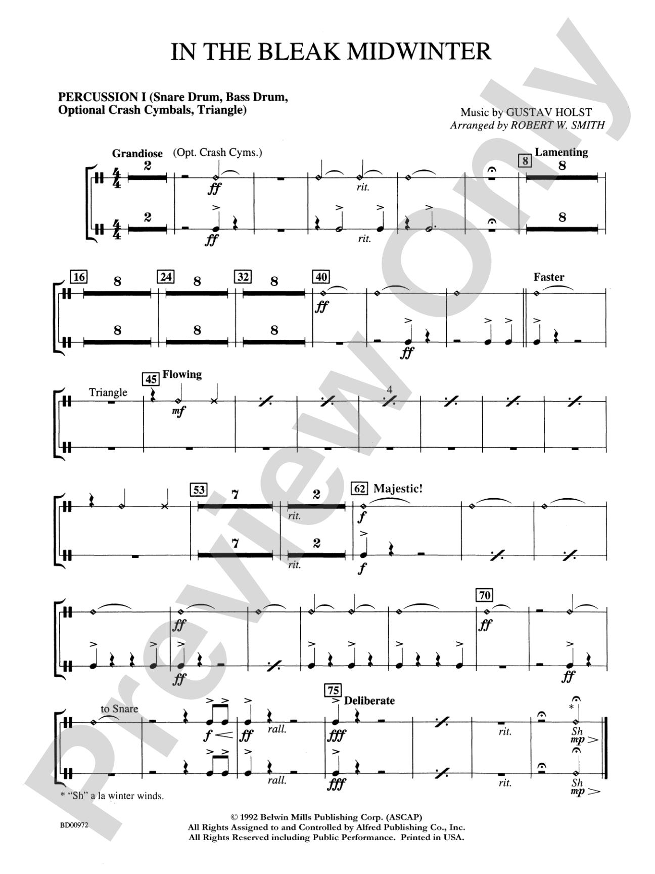 In the Bleak Midwinter: 1st Percussion