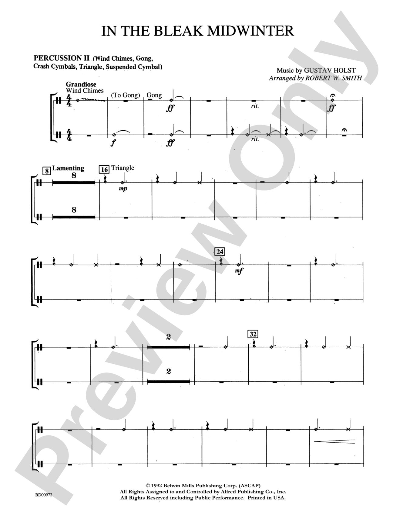 In the Bleak Midwinter: 2nd Percussion