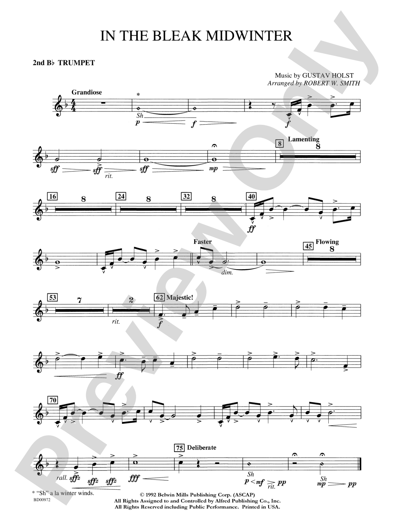 In the Bleak Midwinter: 2nd B-flat Trumpet