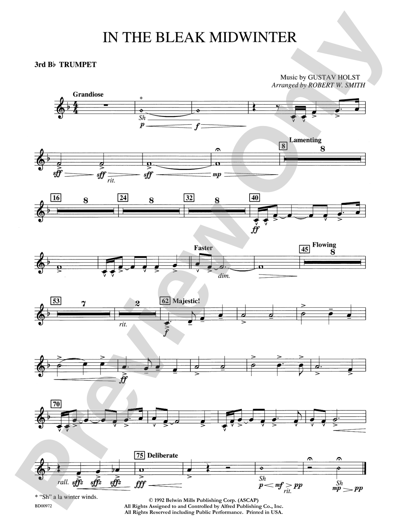 In the Bleak Midwinter: 3rd B-flat Trumpet