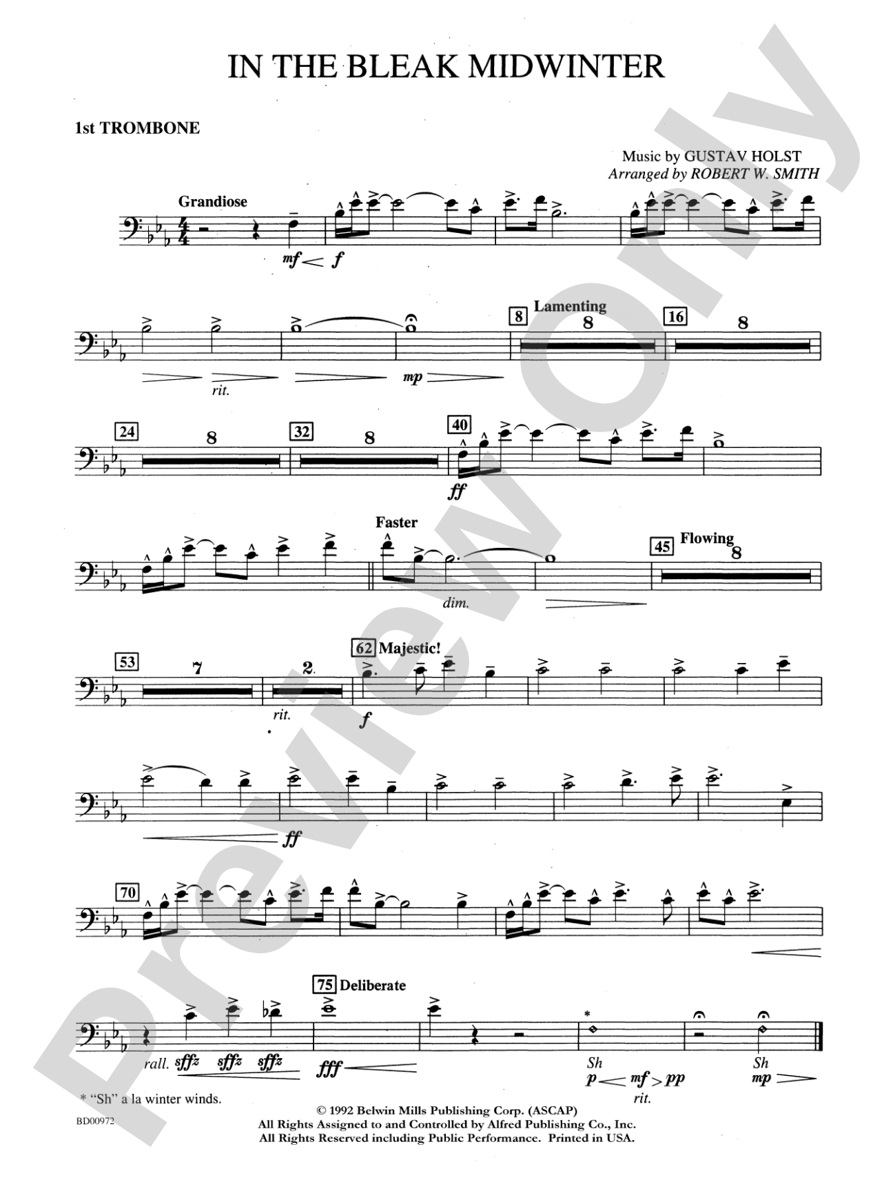 In the Bleak Midwinter: 1st Trombone