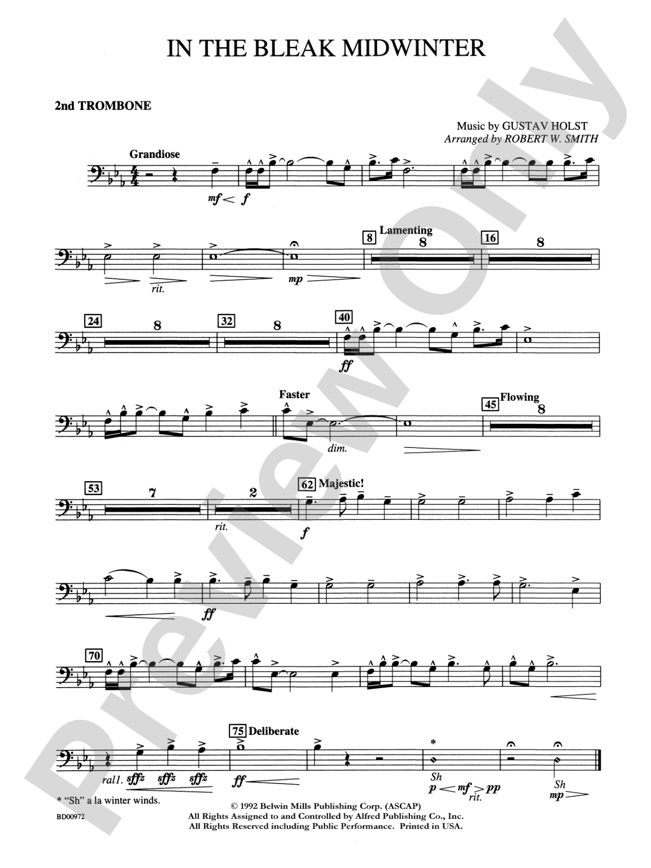 In the Bleak Midwinter: 2nd Trombone
