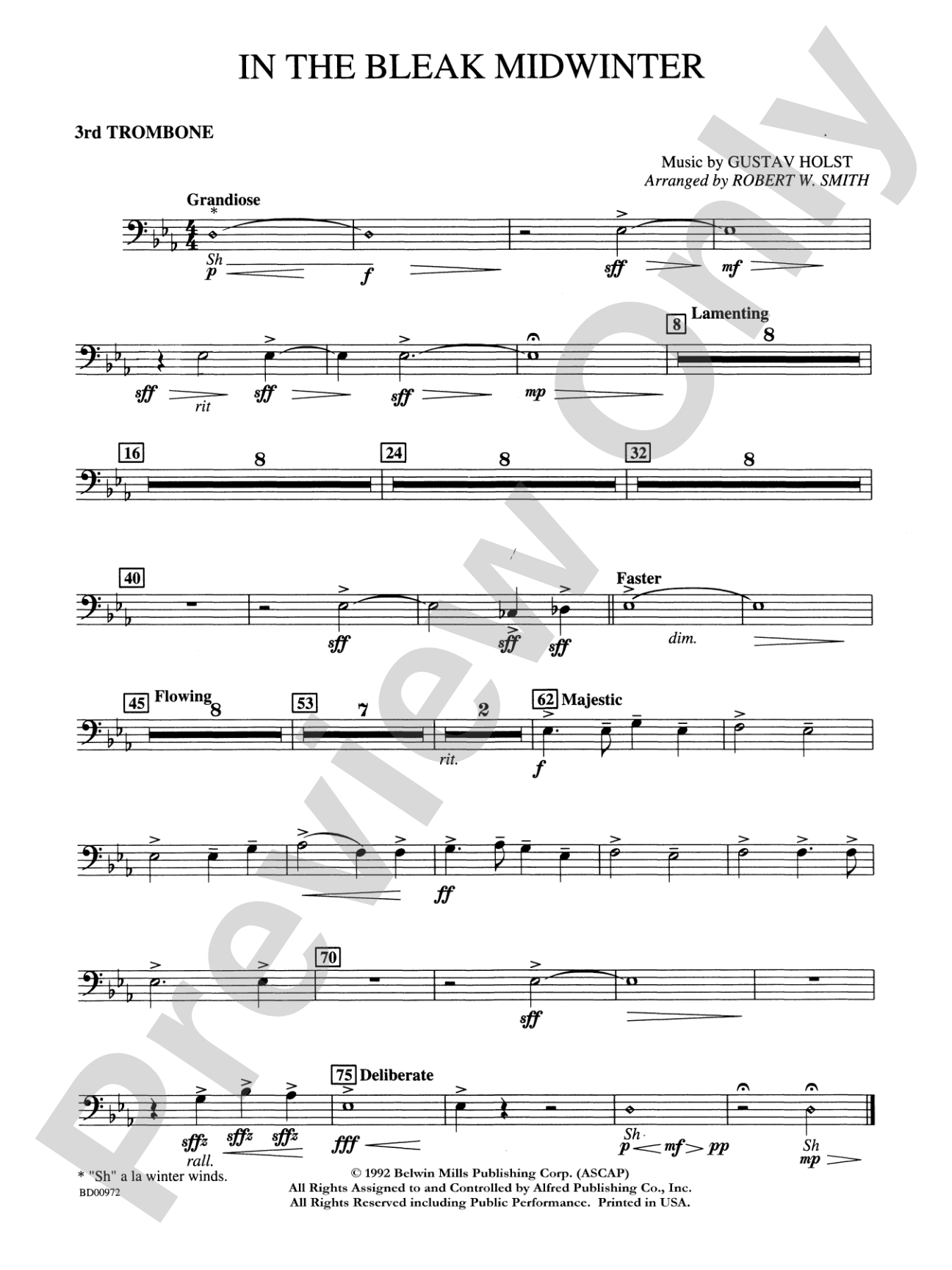 In the Bleak Midwinter: 3rd Trombone