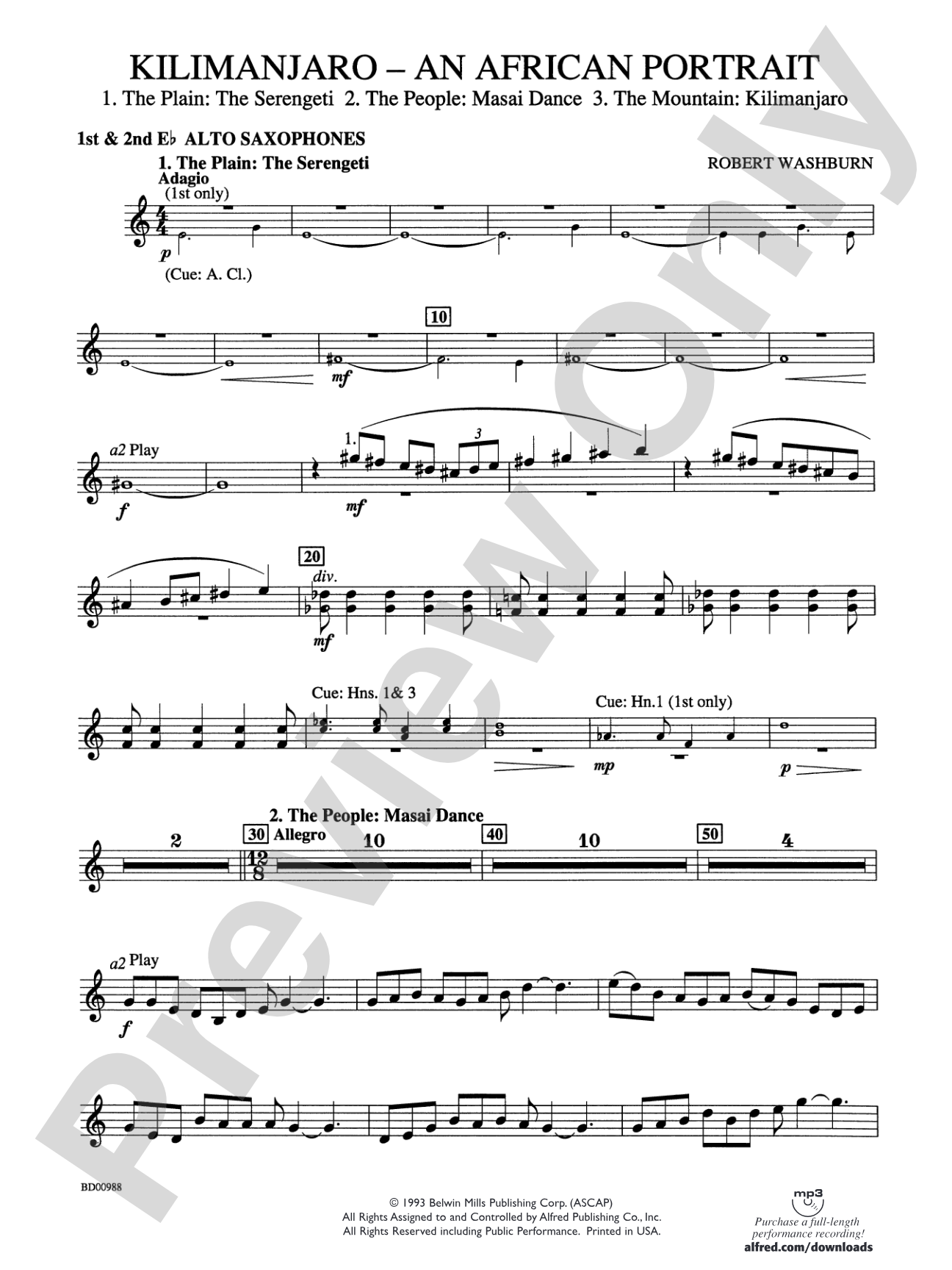 Kilimanjaro: An African Portrait: 1st & 2nd E-flat Alto Saxophone