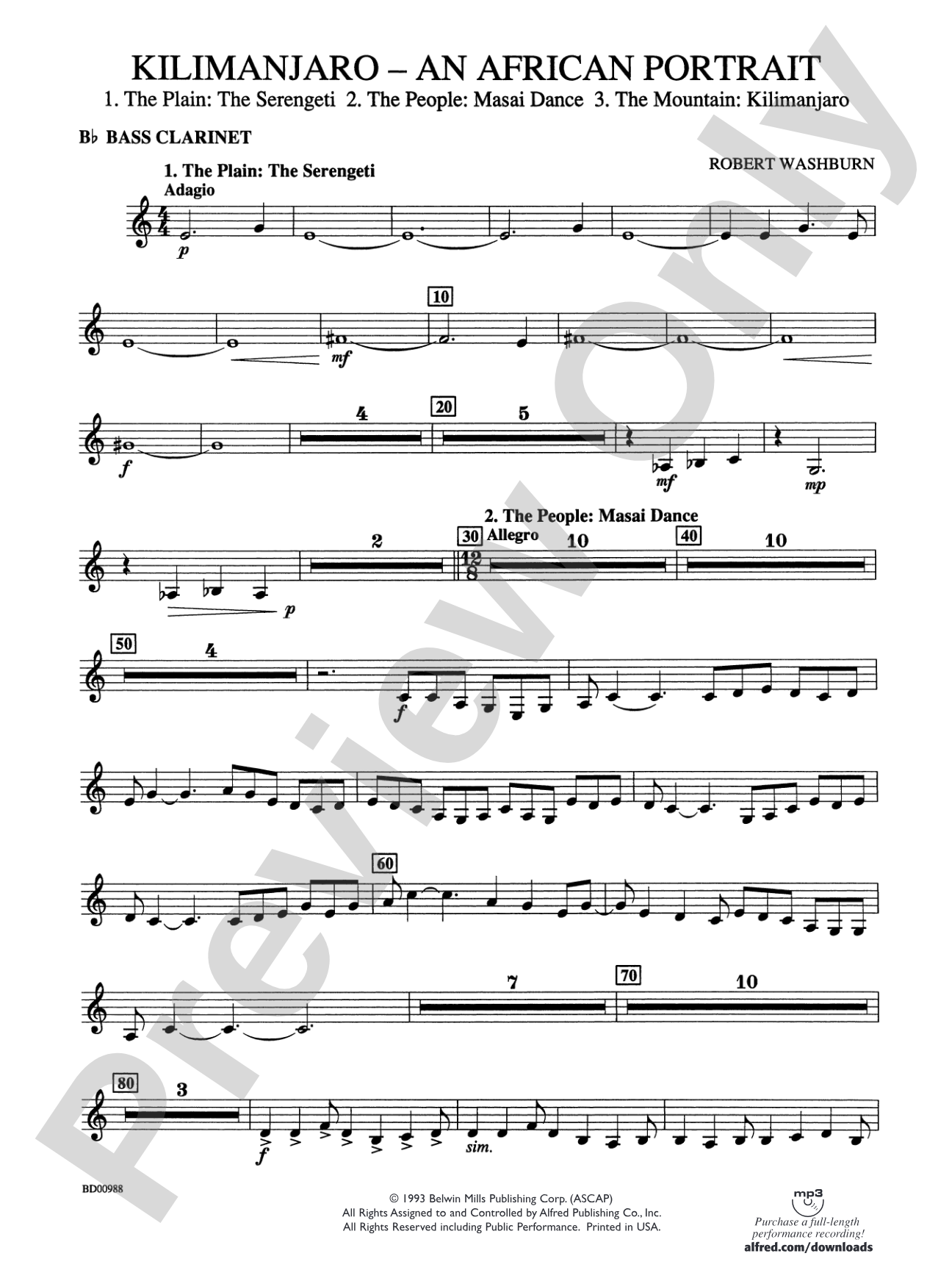 Kilimanjaro: An African Portrait: B-flat Bass Clarinet