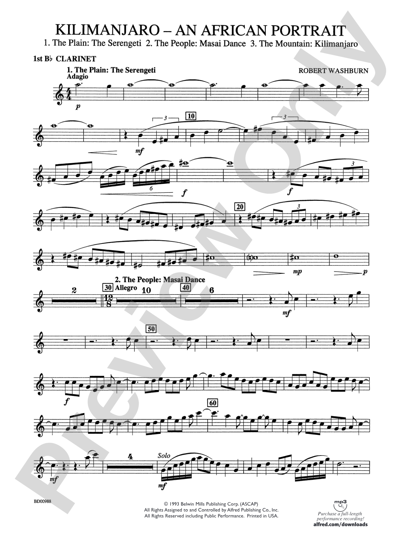Kilimanjaro: An African Portrait: 1st B-flat Clarinet