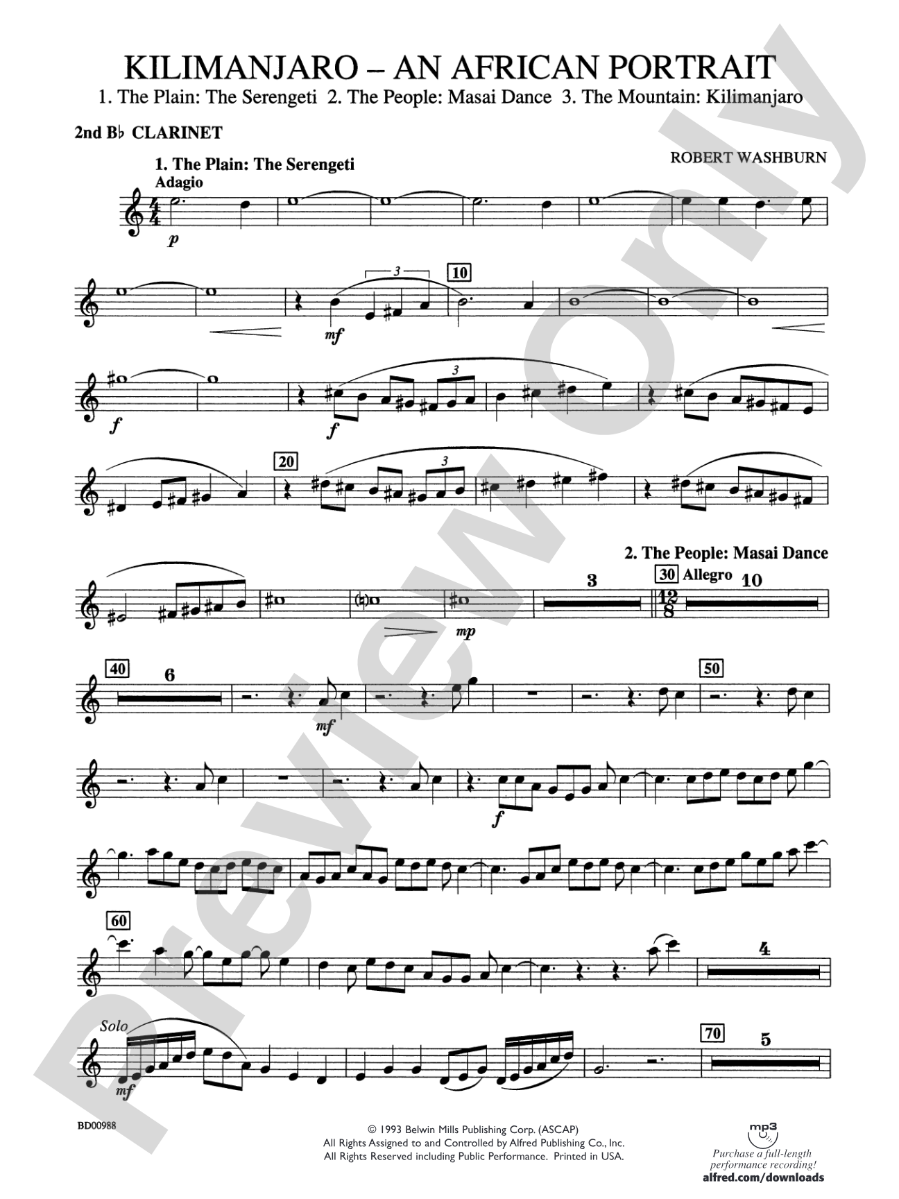 Kilimanjaro: An African Portrait: 2nd B-flat Clarinet