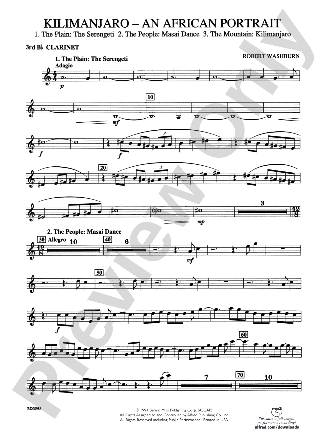 Kilimanjaro: An African Portrait: 3rd B-flat Clarinet