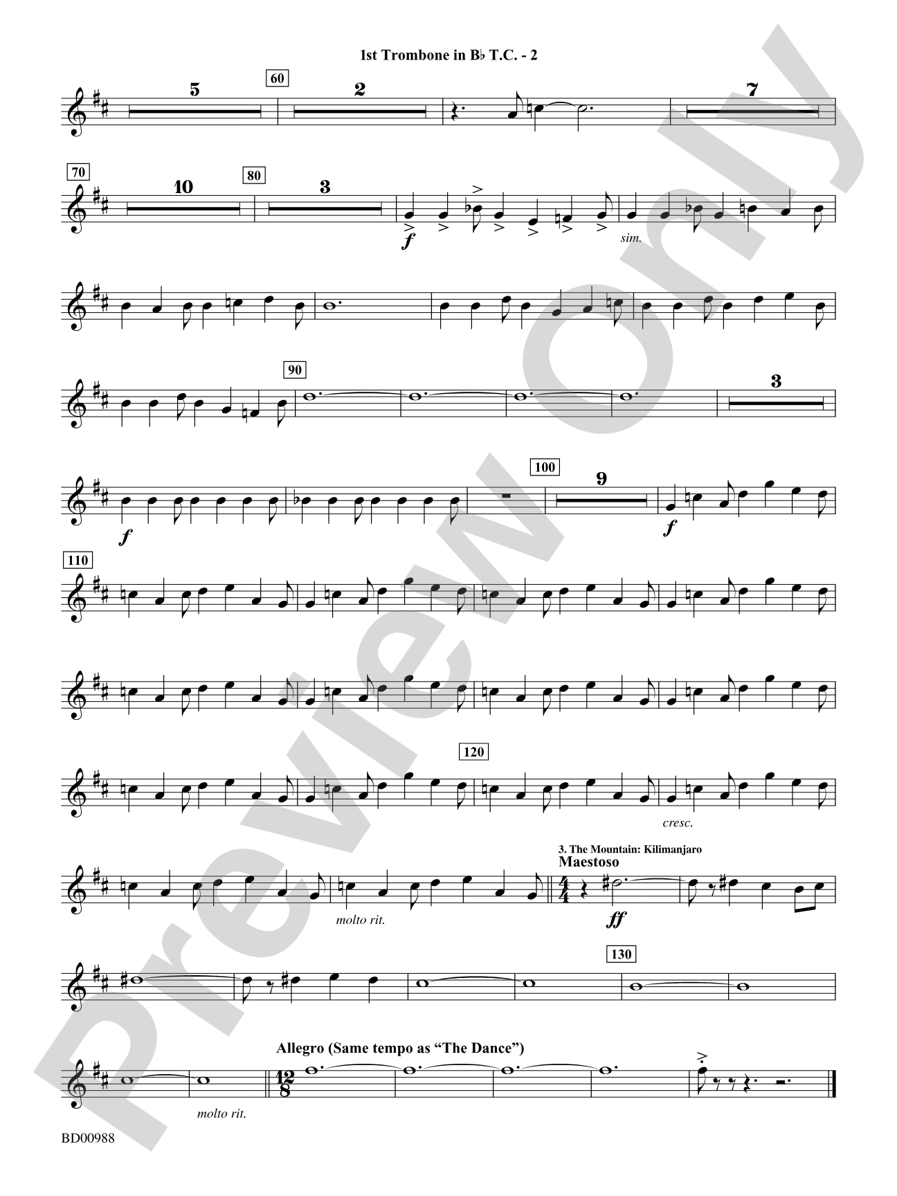 Kilimanjaro: (wp) 1st B-flat Trombone T.C.