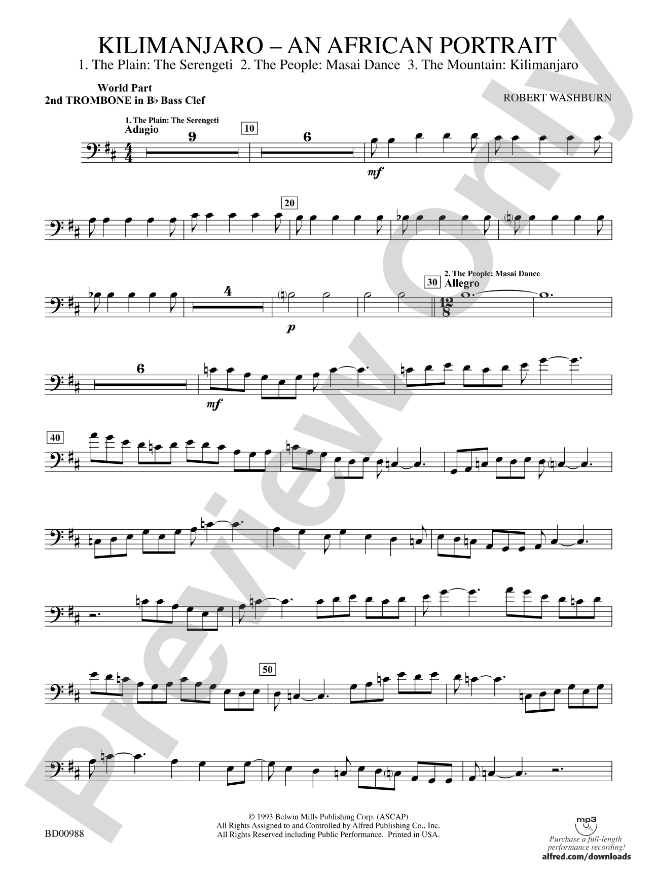 Kilimanjaro: (wp) 2nd B-flat Trombone B.C.