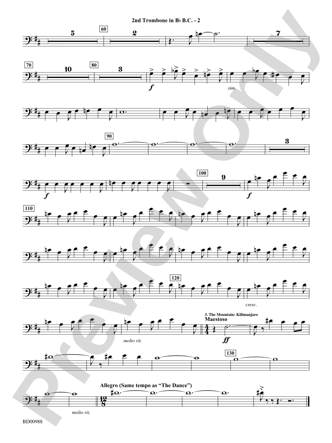 Kilimanjaro: (wp) 2nd B-flat Trombone B.C.