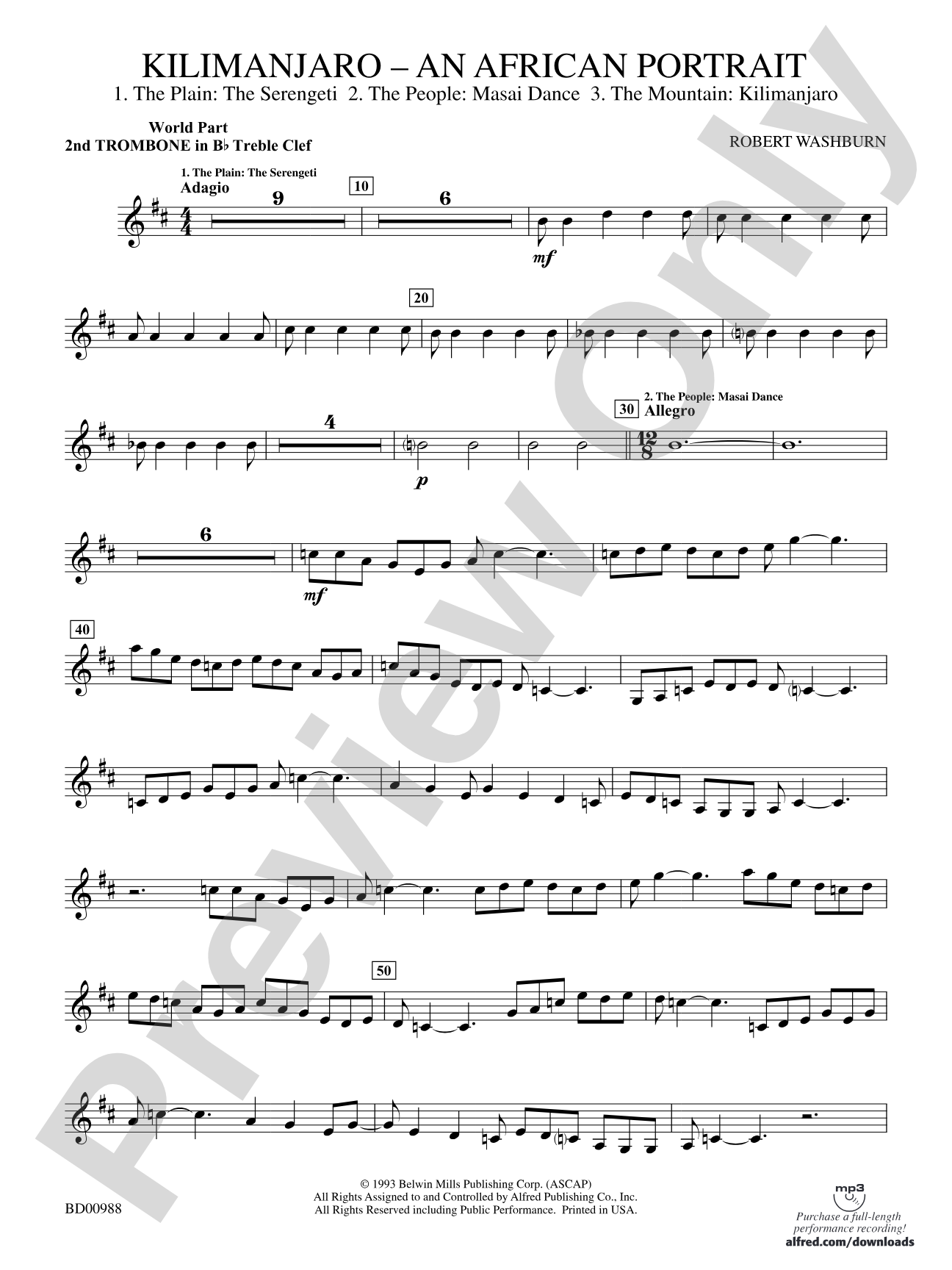 Kilimanjaro: (wp) 2nd B-flat Trombone T.C.