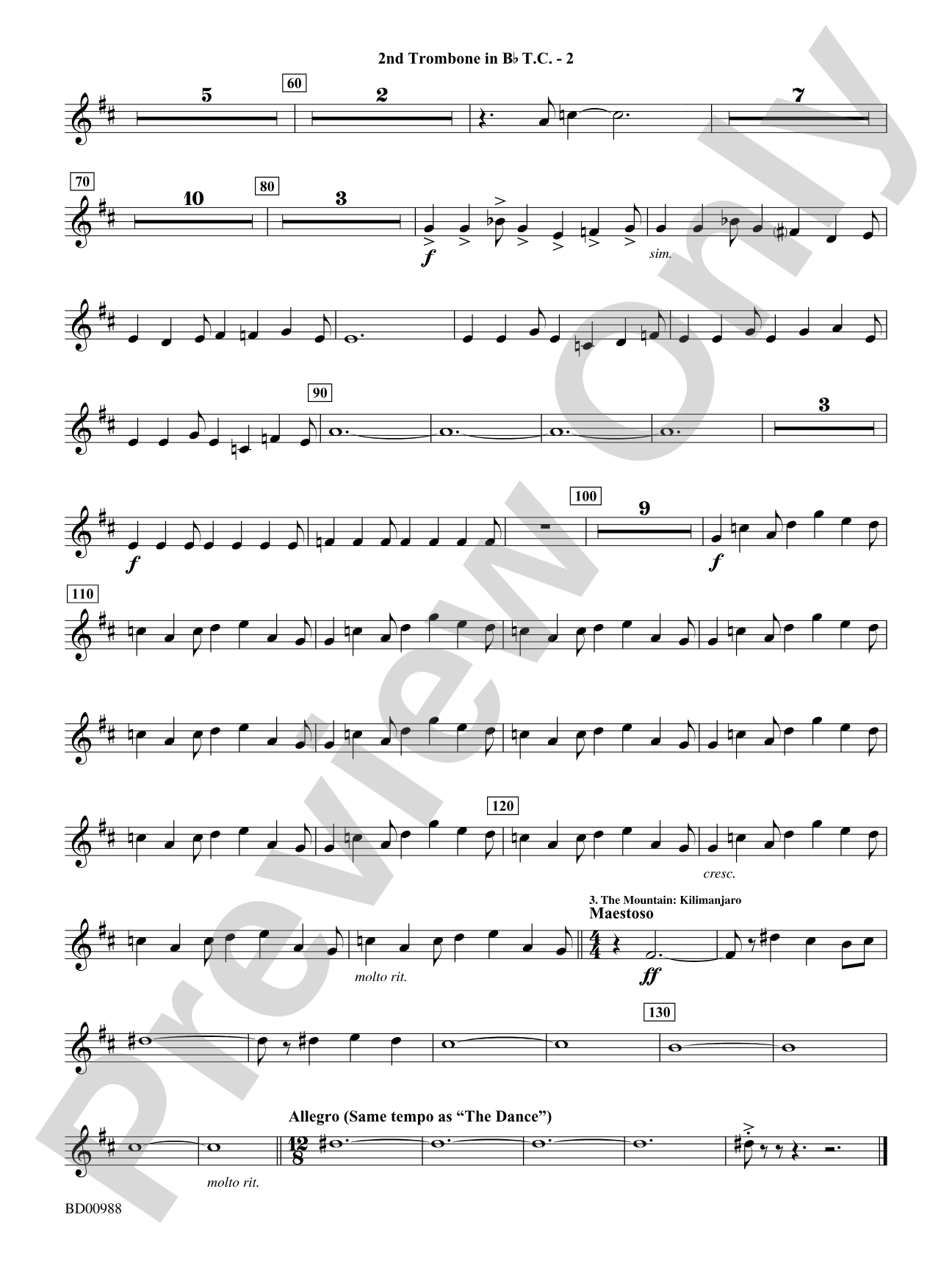 Kilimanjaro: (wp) 2nd B-flat Trombone T.C.