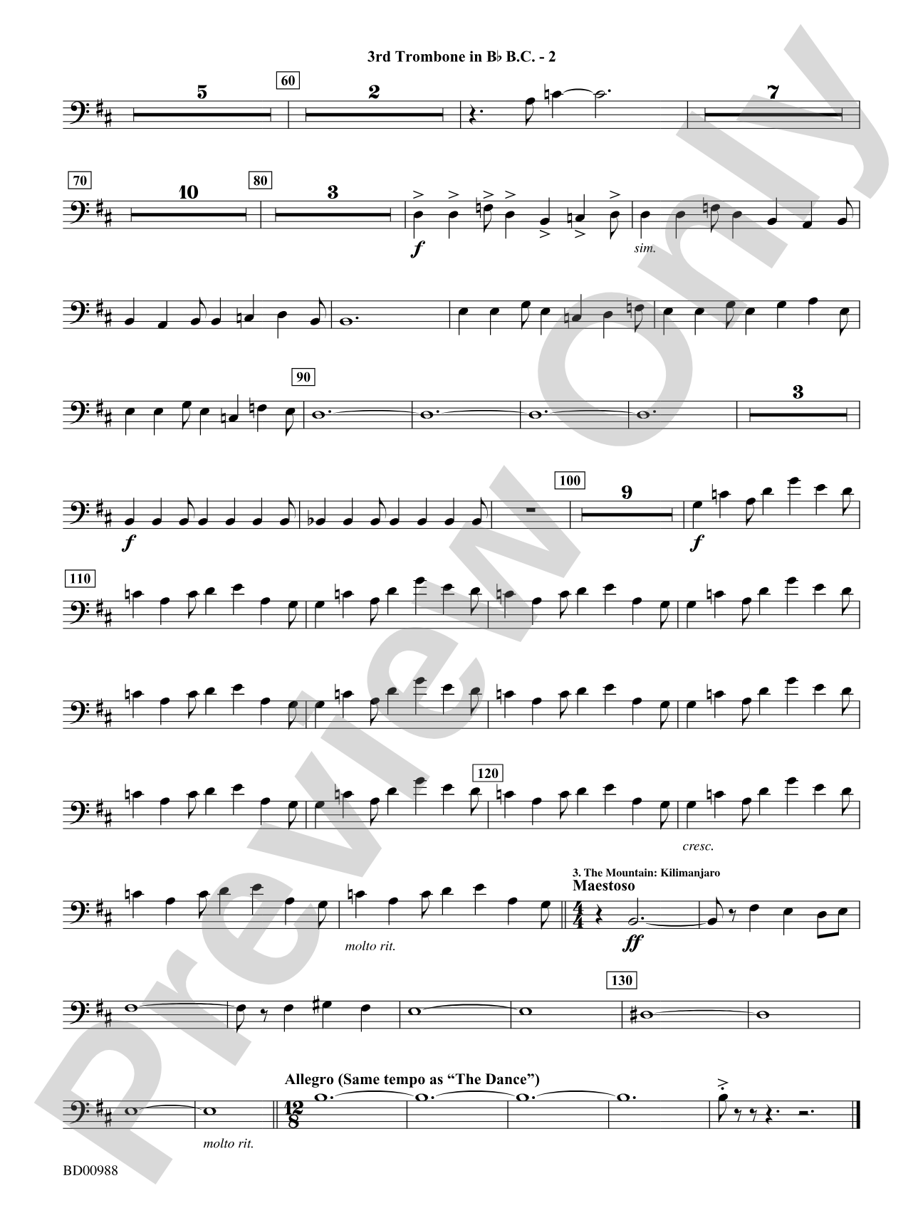 Kilimanjaro: (wp) 3rd B-flat Trombone B.C.