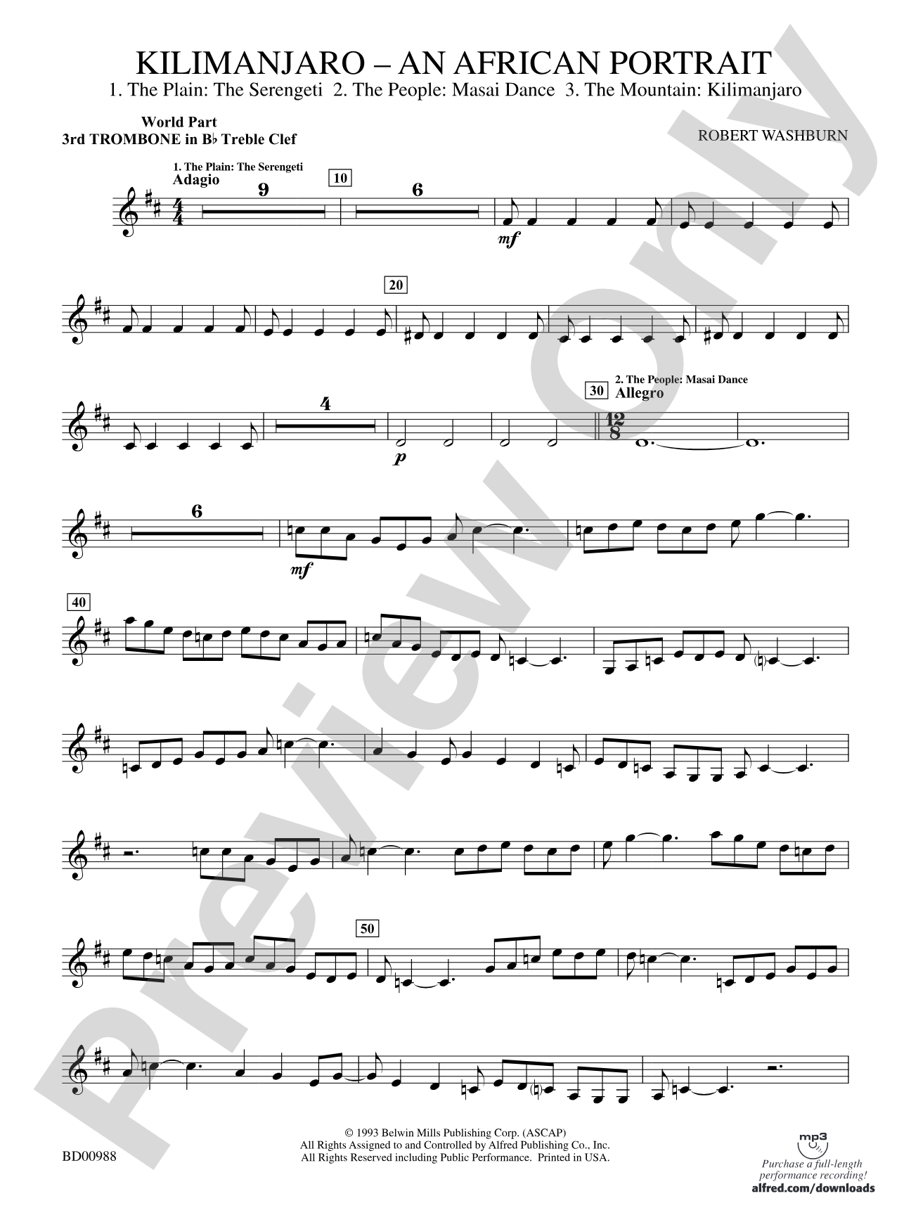 Kilimanjaro: (wp) 3rd B-flat Trombone T.C.