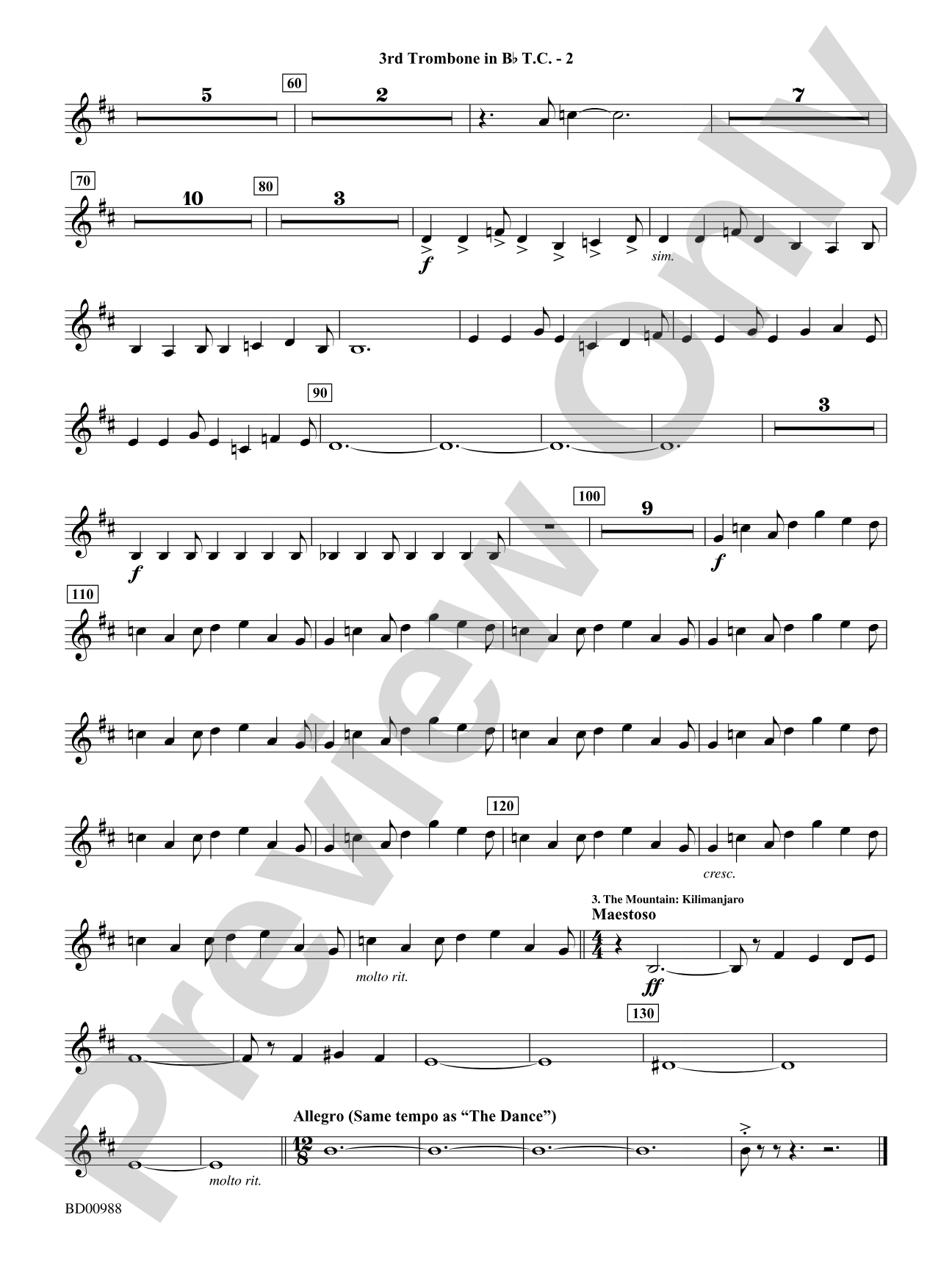Kilimanjaro: (wp) 3rd B-flat Trombone T.C.
