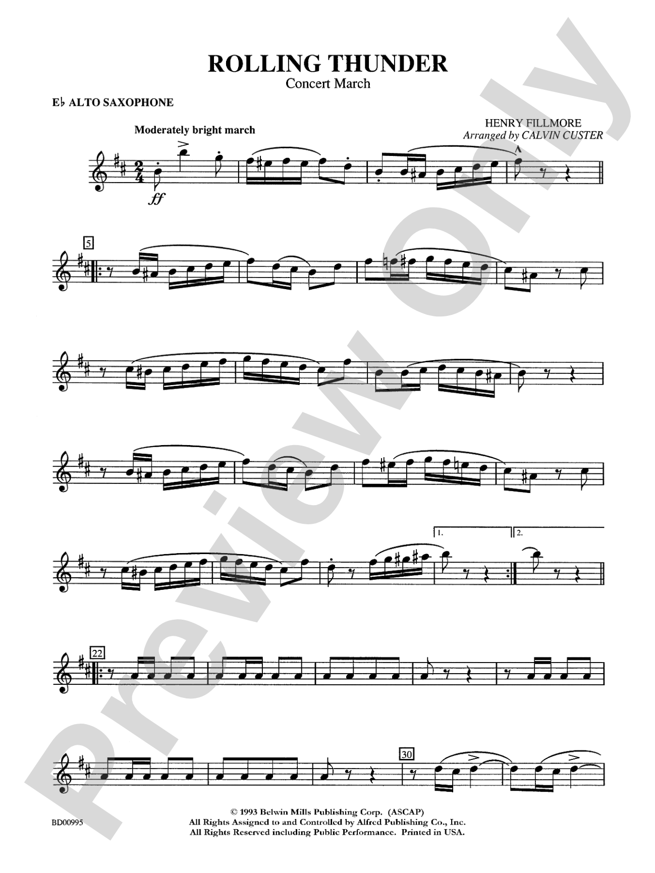 Rolling Thunder (Concert March): E-flat Alto Saxophone