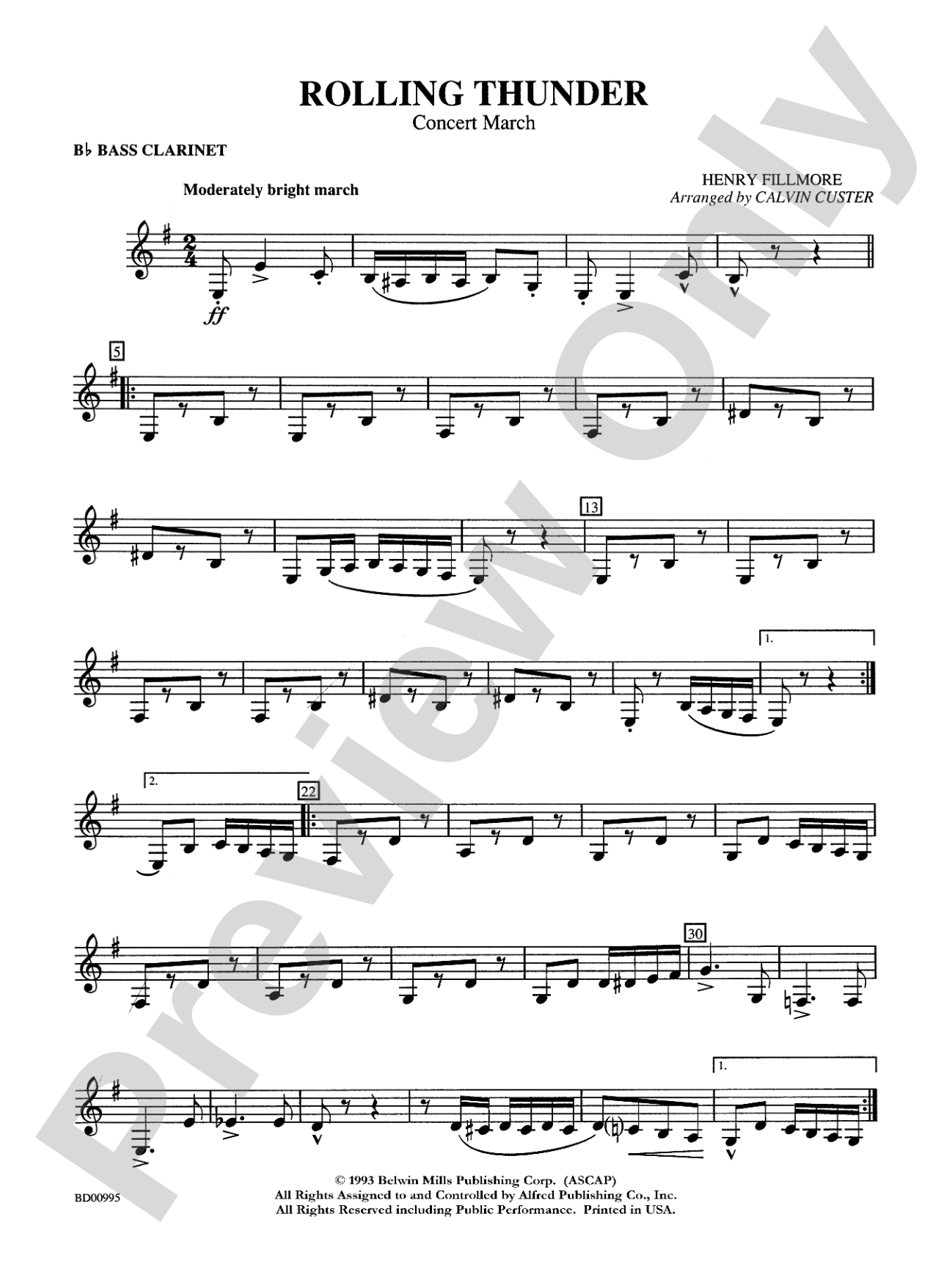 Rolling Thunder (Concert March): B-flat Bass Clarinet