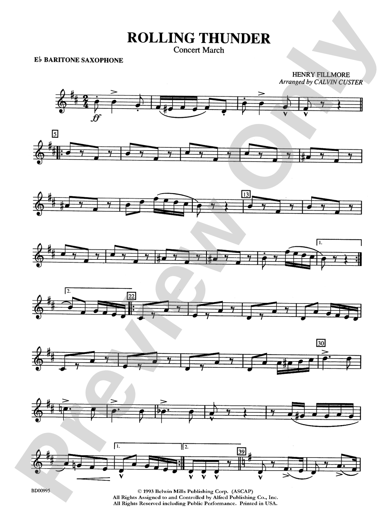 Rolling Thunder (Concert March): E-flat Baritone Saxophone