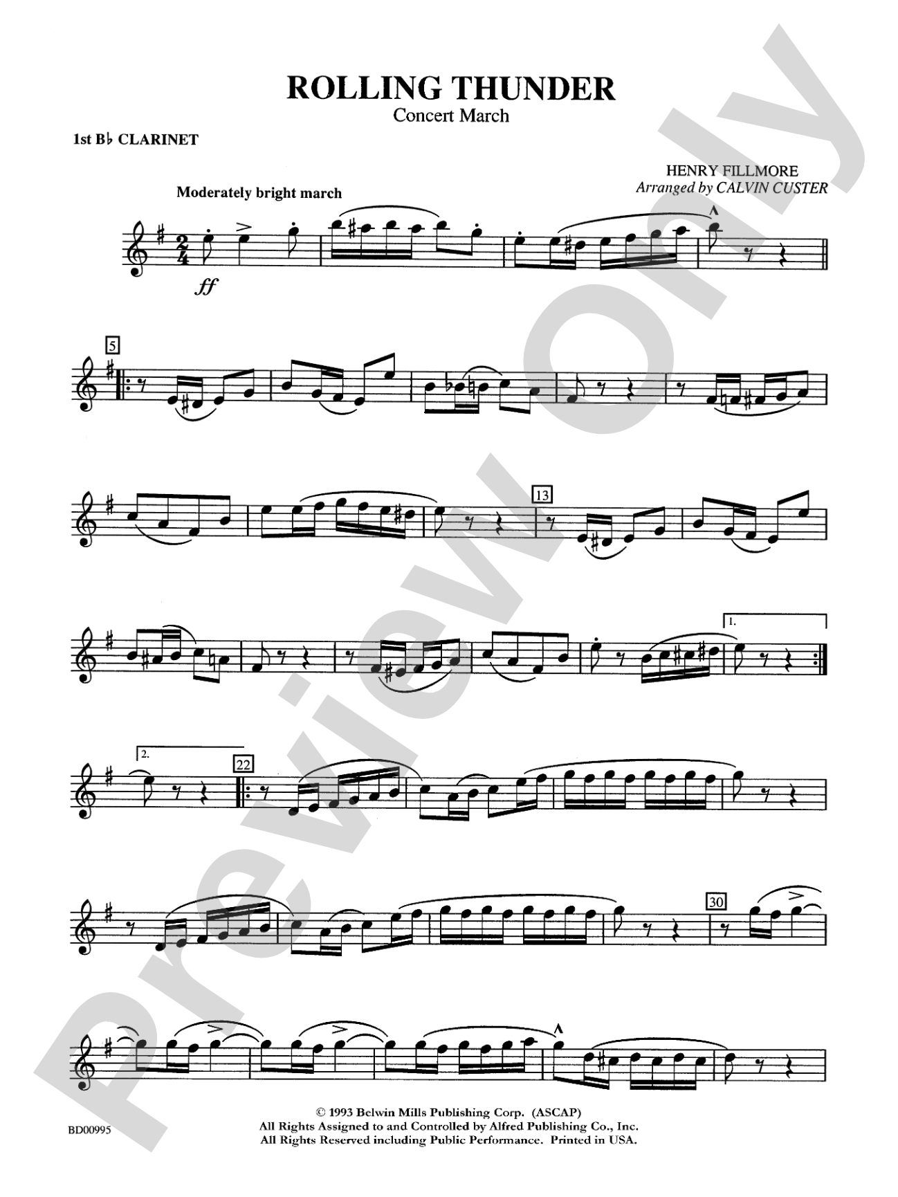 Rolling Thunder (Concert March): 1st B-flat Clarinet