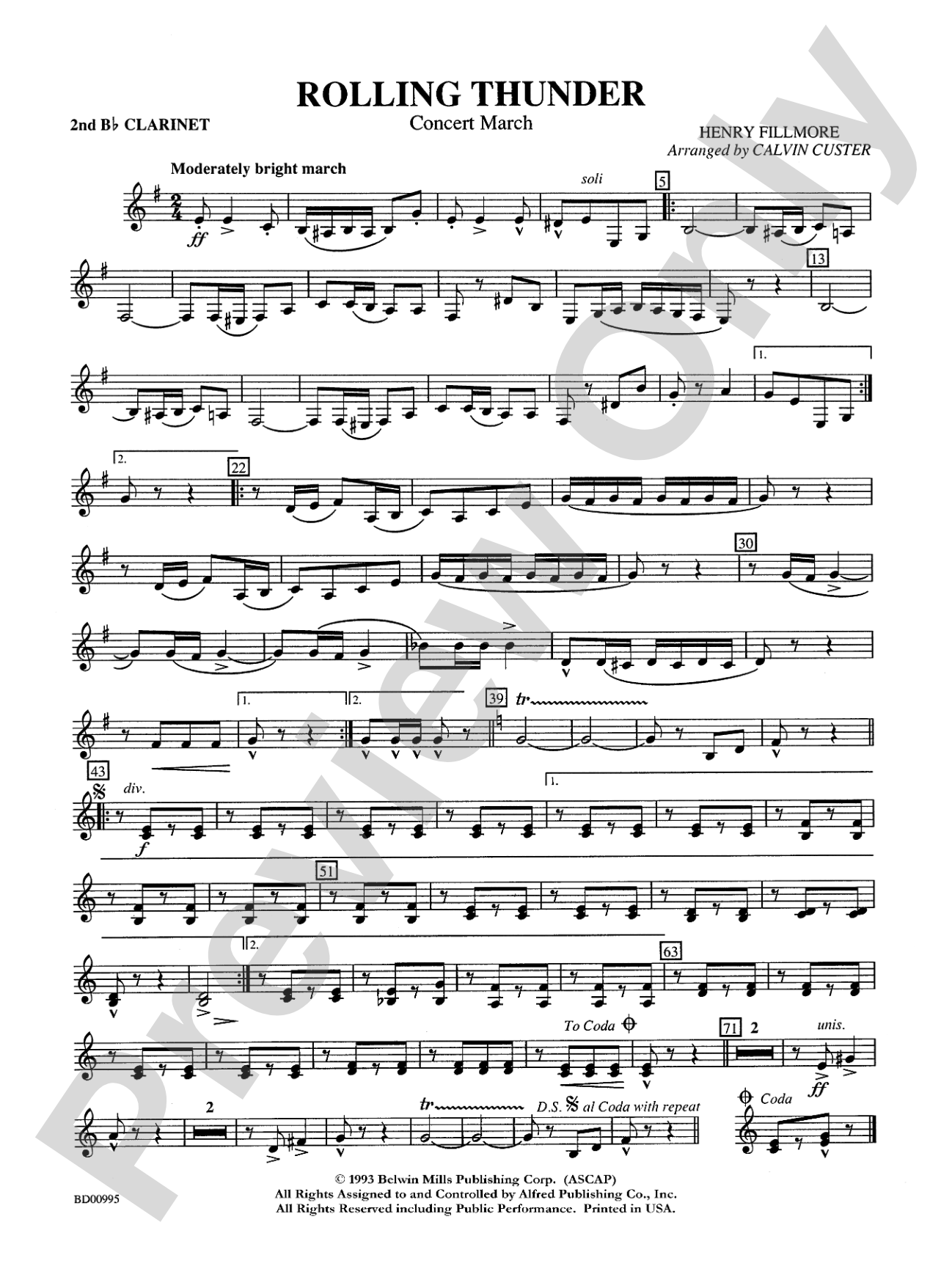 Rolling Thunder (Concert March): 2nd B-flat Clarinet