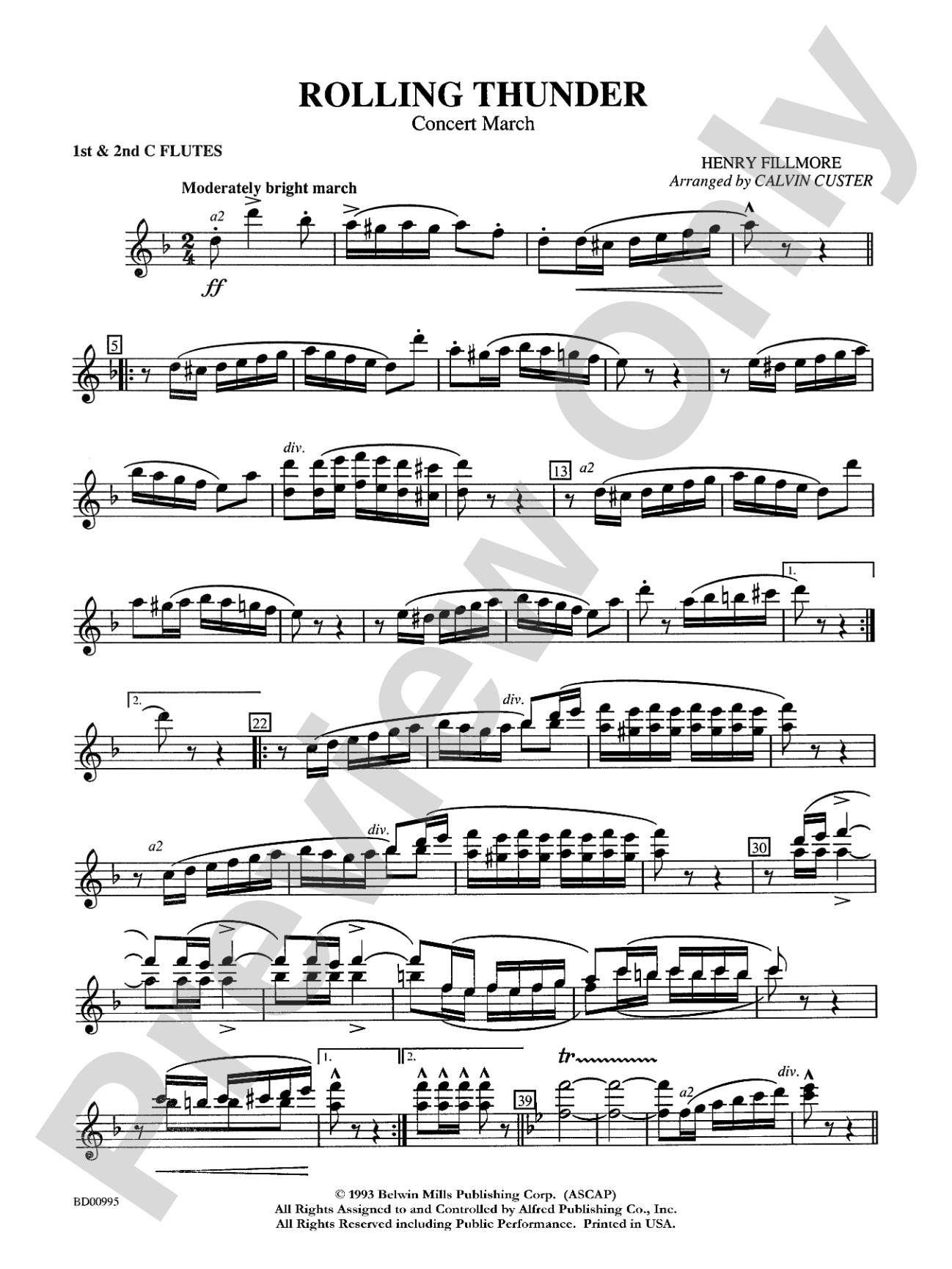 Rolling Thunder (Concert March): 1st & 2nd Flute