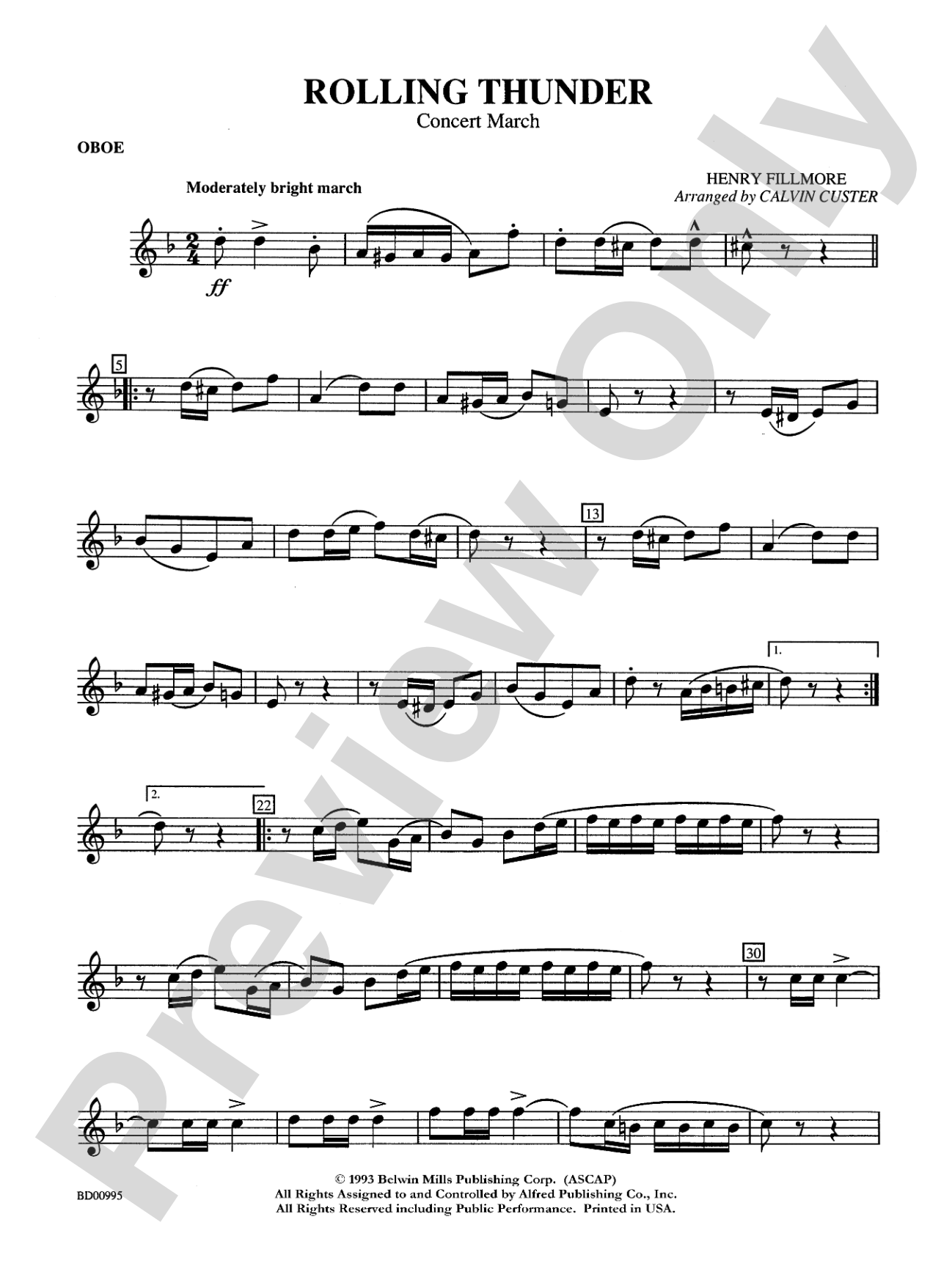 Rolling Thunder (Concert March): Oboe