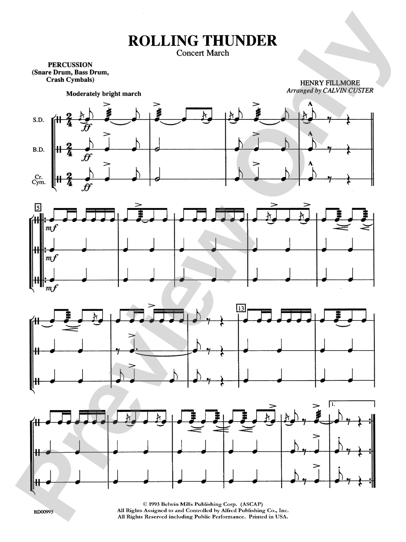 Rolling Thunder (Concert March): 1st Percussion