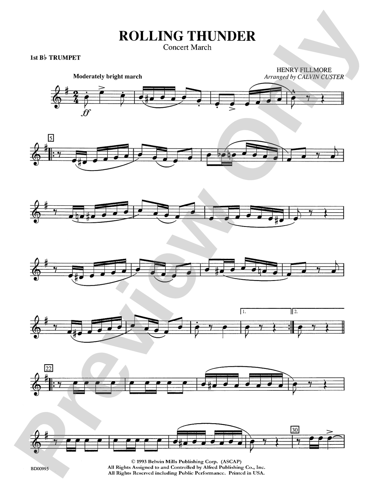 Rolling Thunder (Concert March): 1st B-flat Trumpet