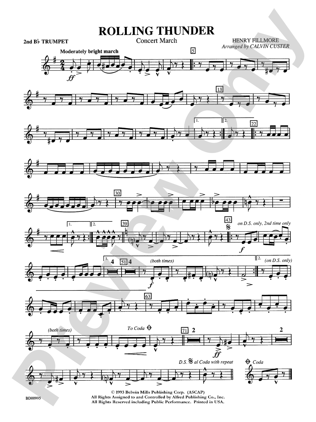 Rolling Thunder (Concert March): 2nd B-flat Trumpet