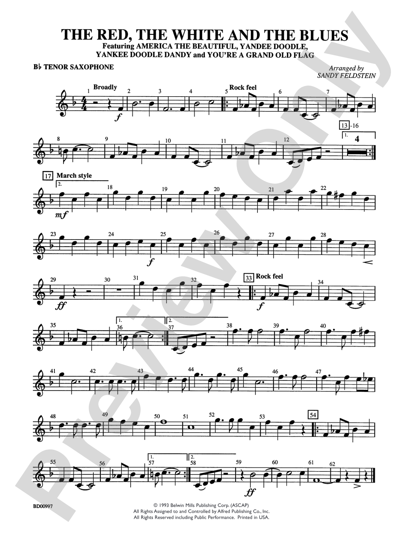 The Red, the White, and the Blues: B-flat Tenor Saxophone