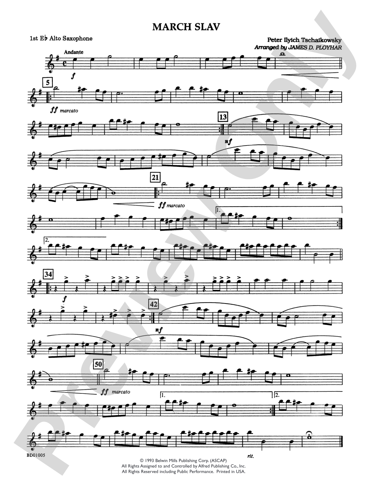 March Slav: E-flat Alto Saxophone