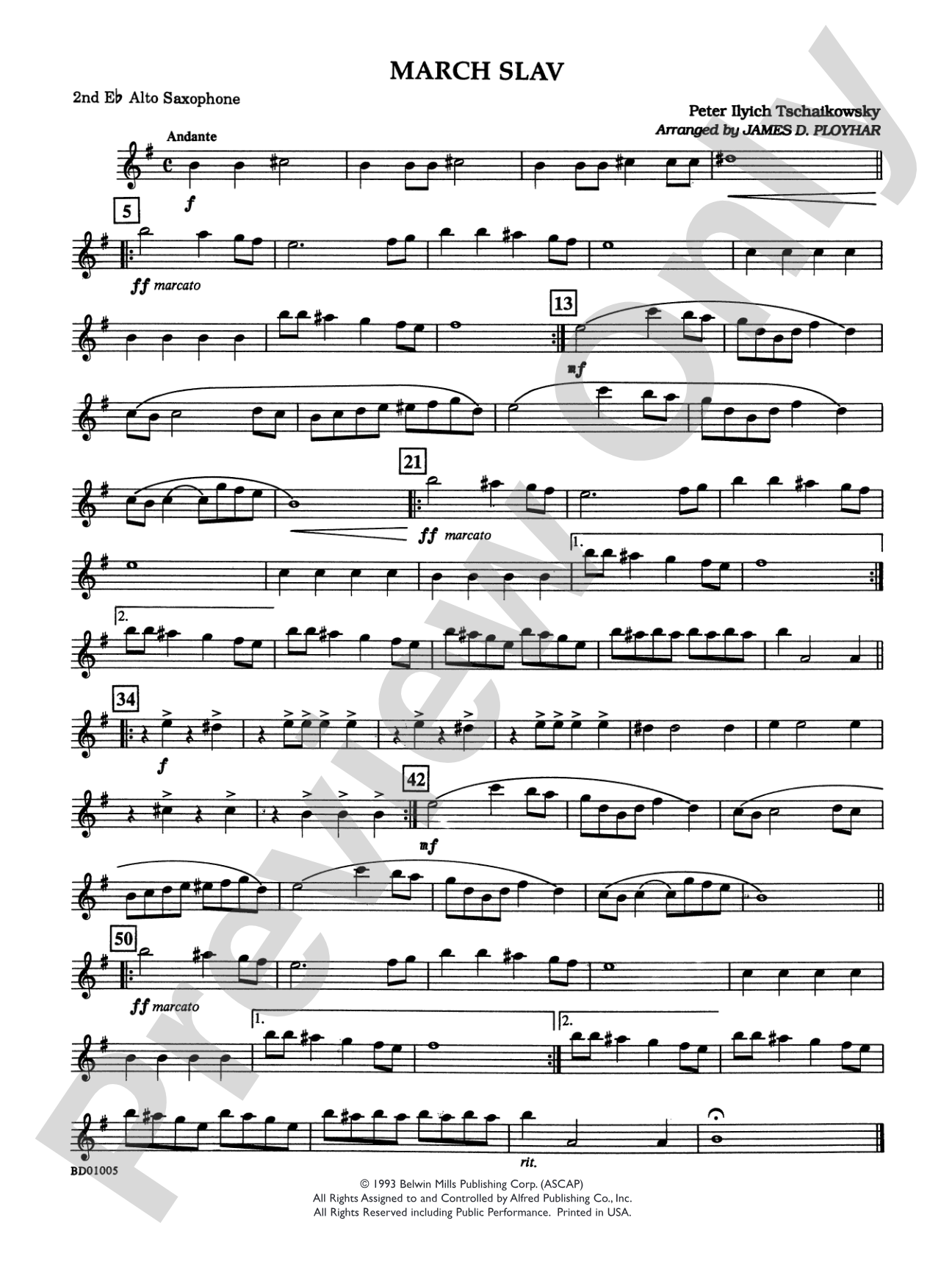 March Slav: 2nd E-flat Alto Saxophone