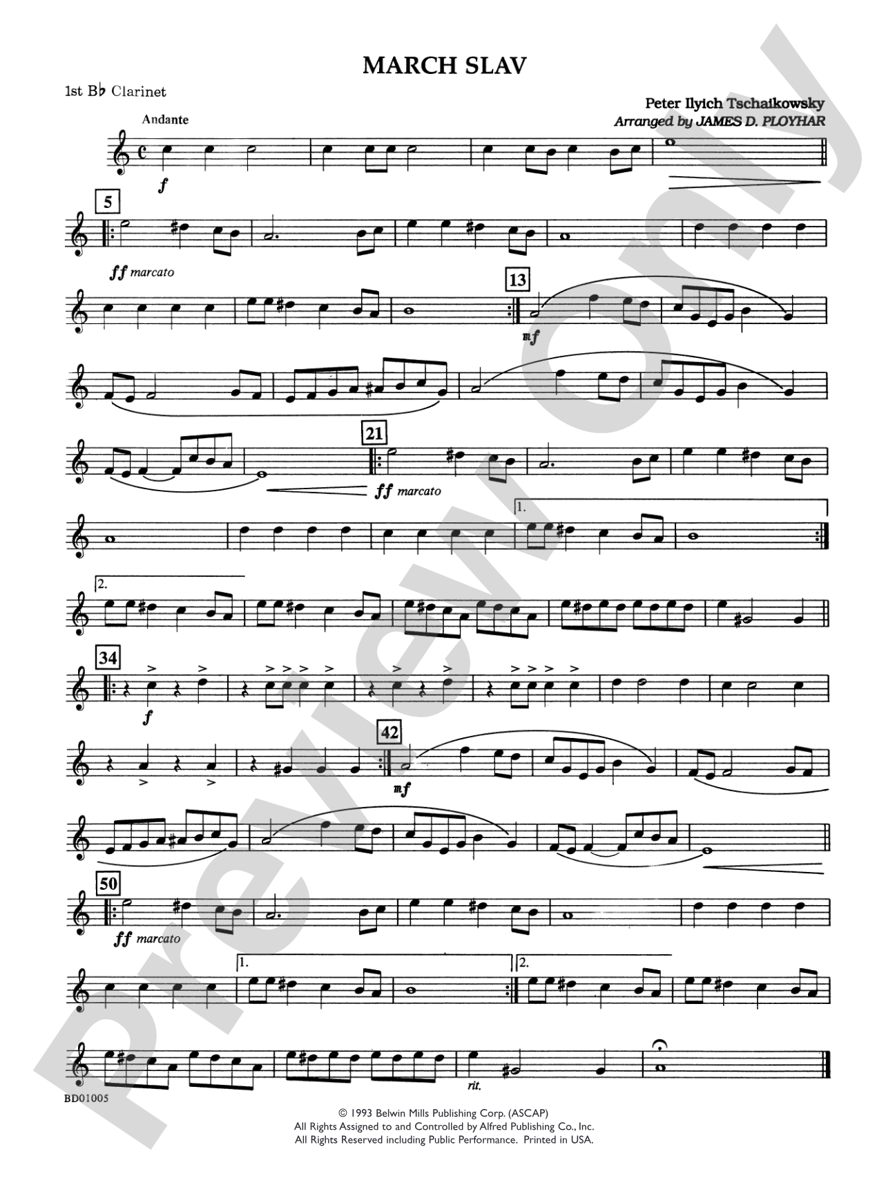 March Slav: 1st B-flat Clarinet
