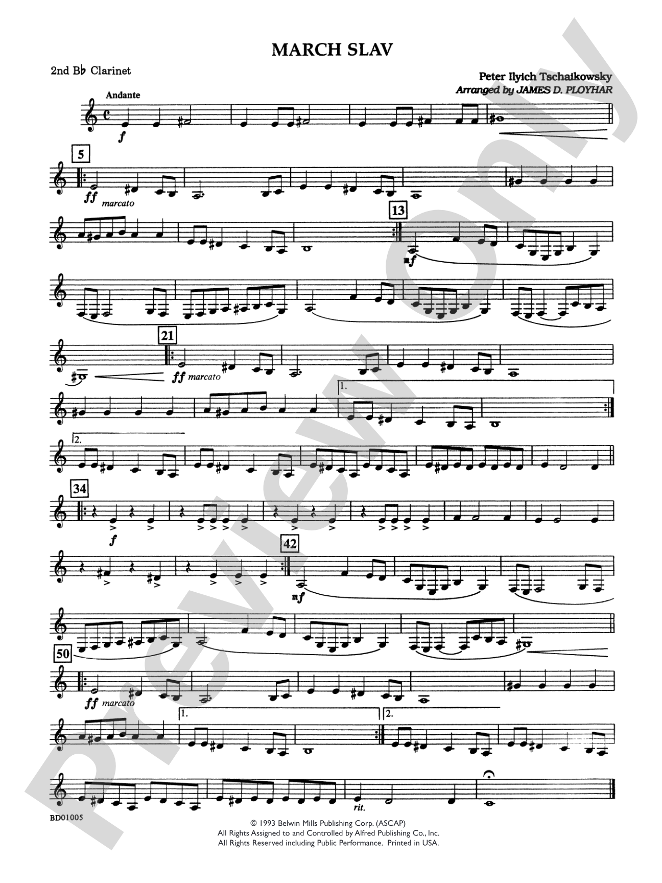 March Slav: 2nd B-flat Clarinet
