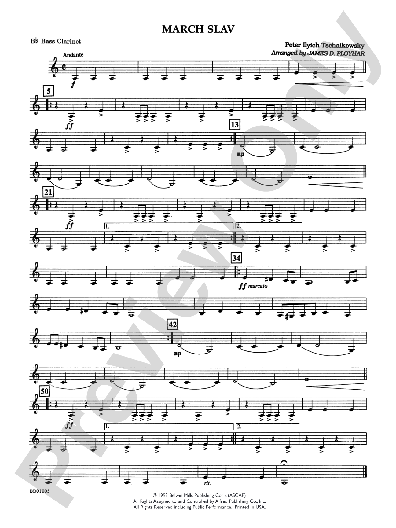 March Slav: B-flat Bass Clarinet